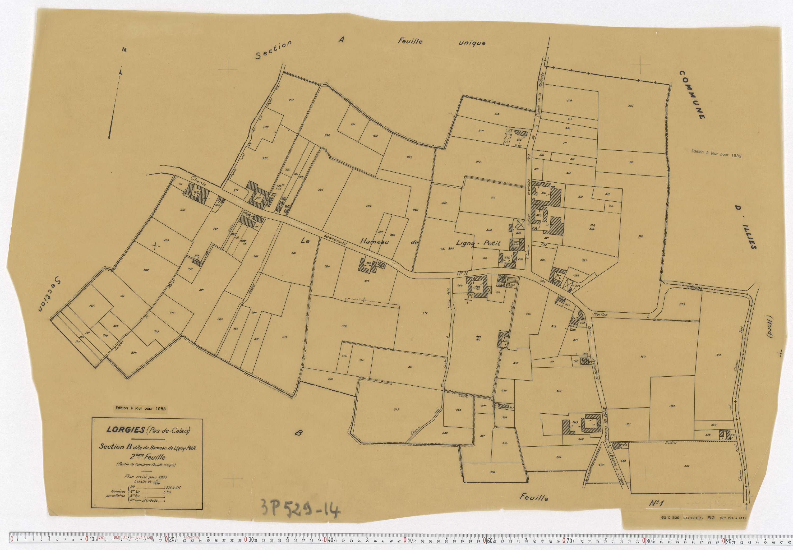 Lorgies - Section B, feuille 2.