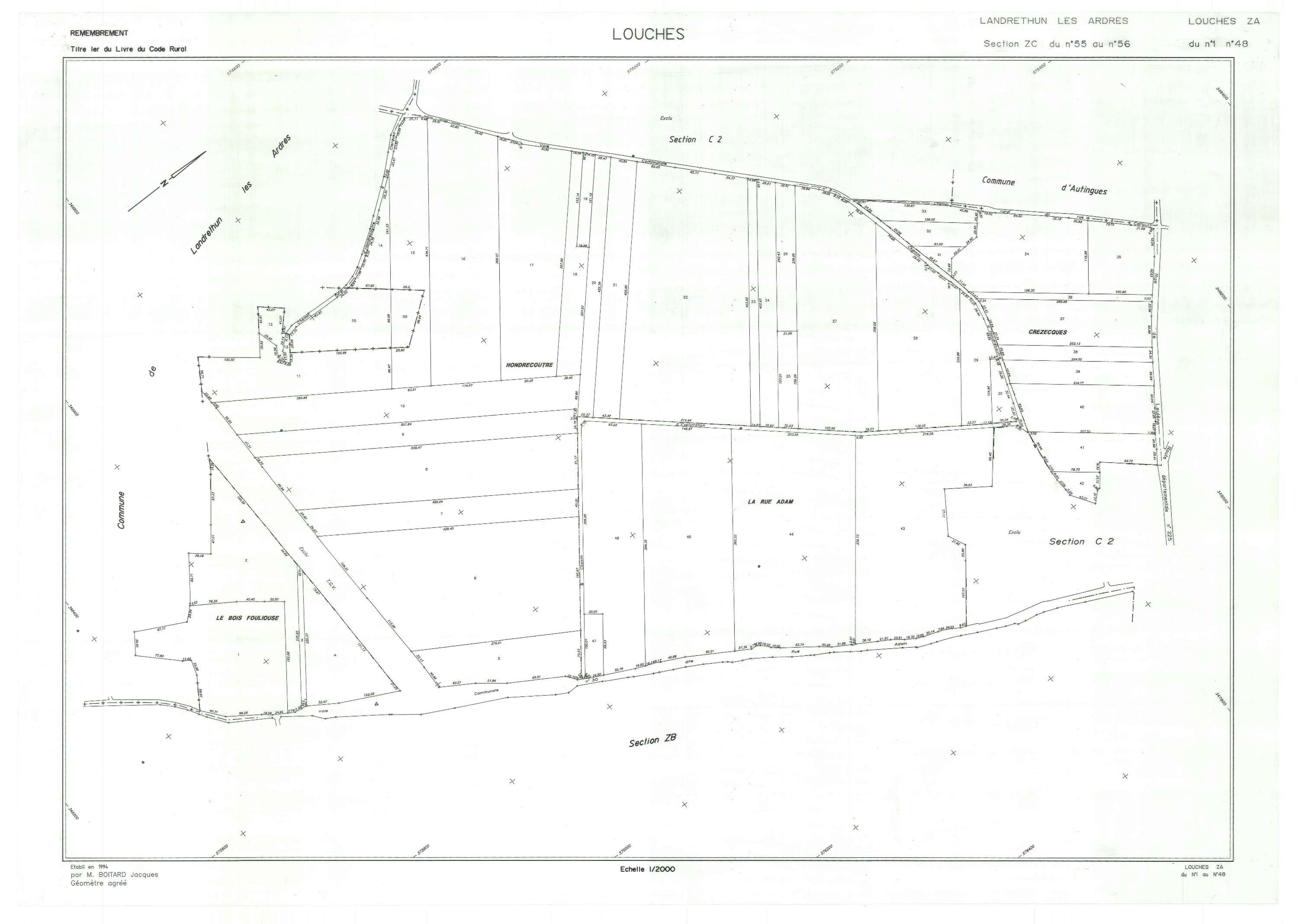 Louches - Plan de remembrement : section ZA.