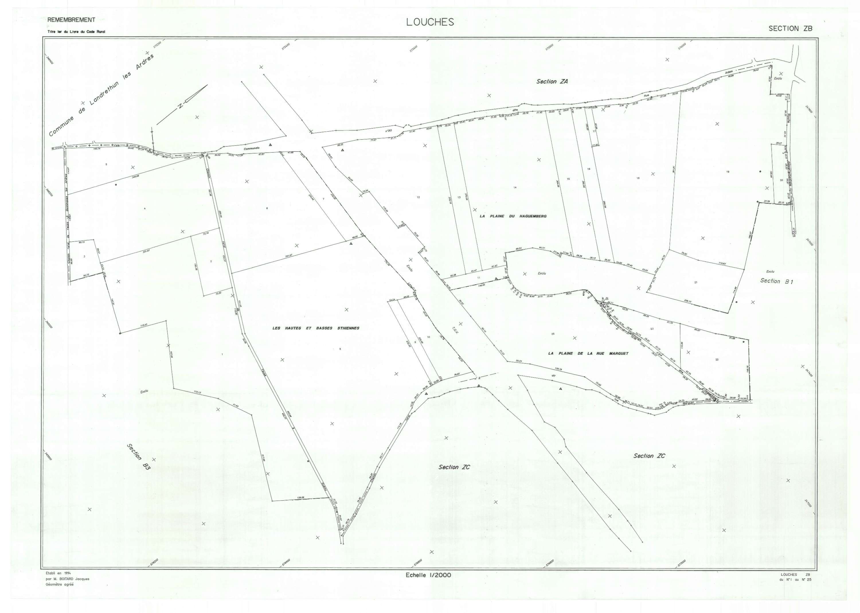 Louches - Plan de remembrement : section ZB.