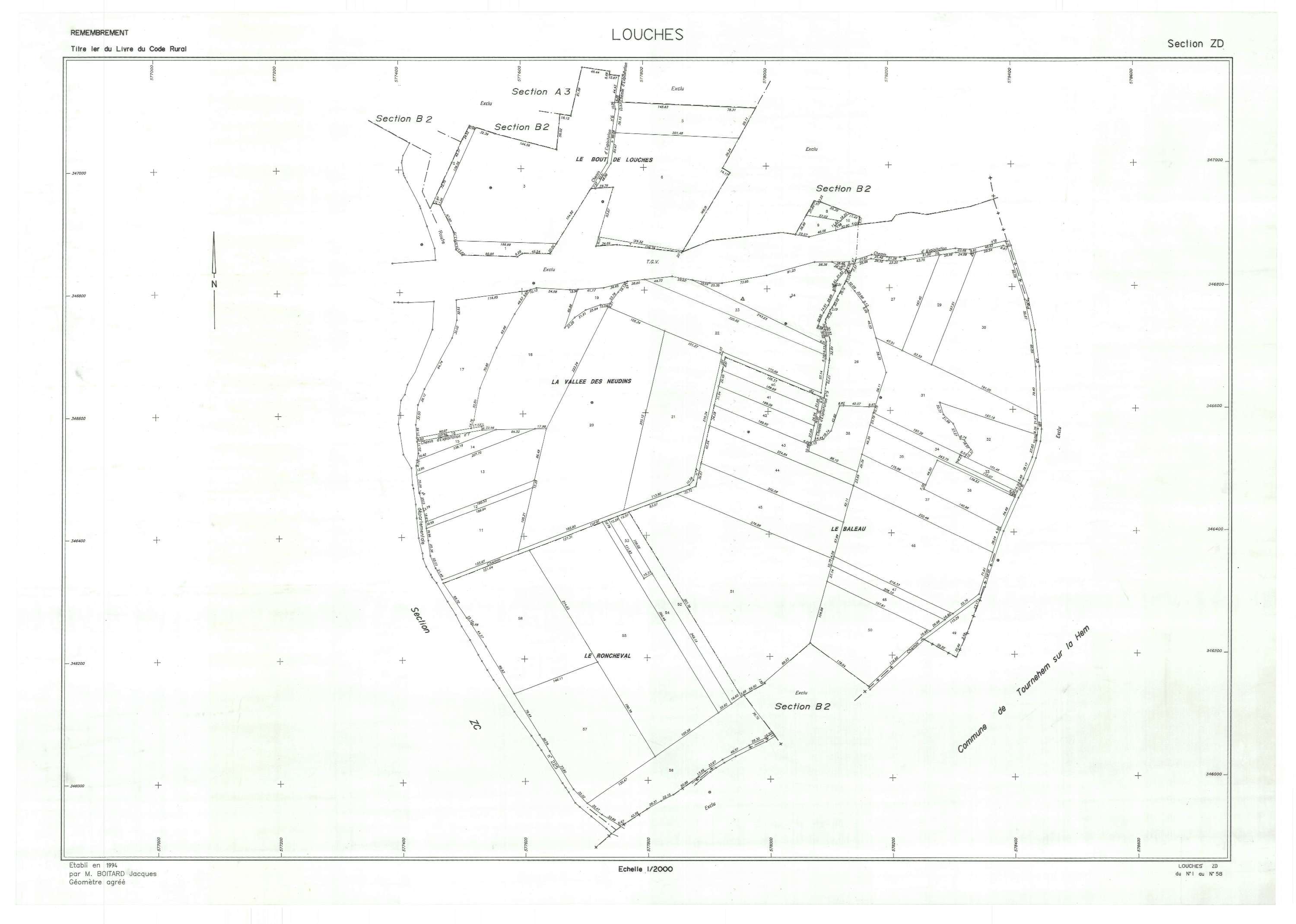 Louches - Plan de remembrement : section ZD.