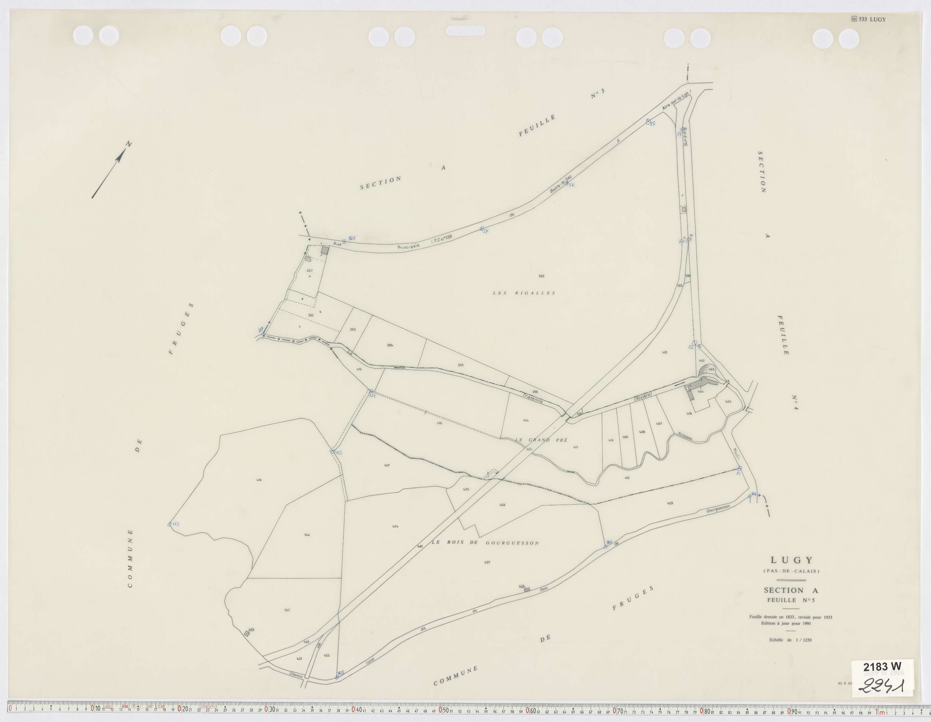 Lugy - Section A, feuille 5.