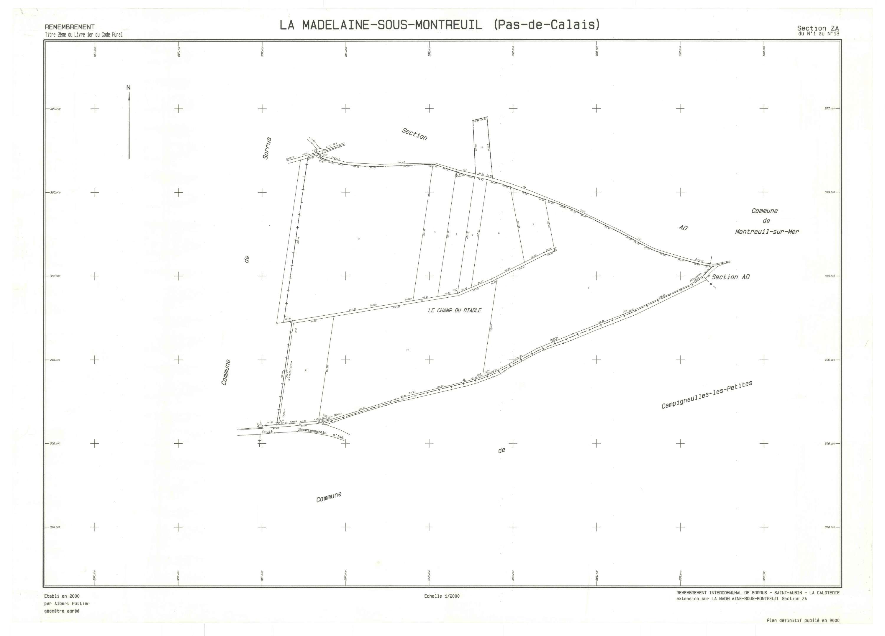 La Madelaine-sous-Montreuil - Plan de remembrement : section ZA.