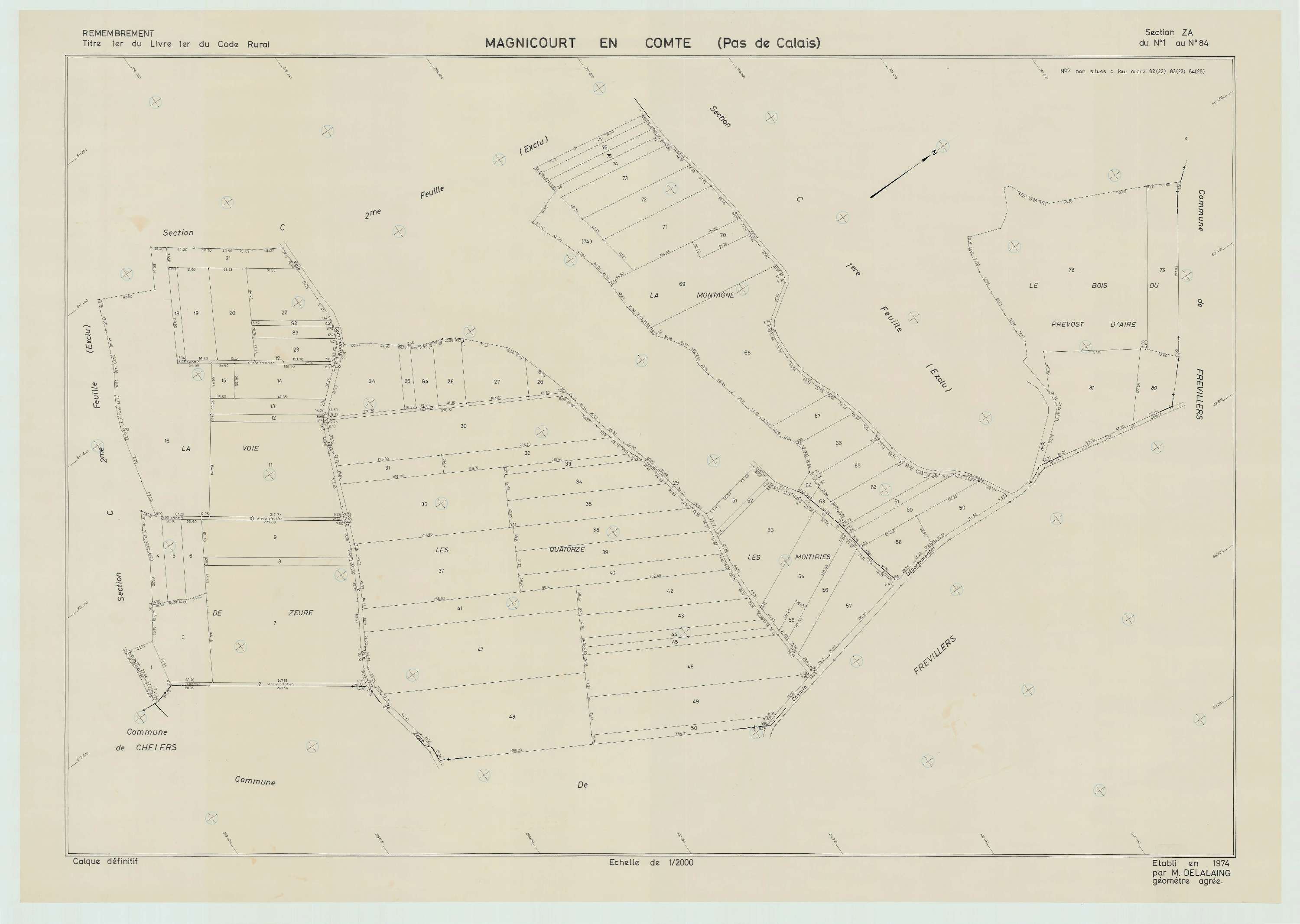 Magnicourt-en-Comte - Plan de remembrement : section ZA.