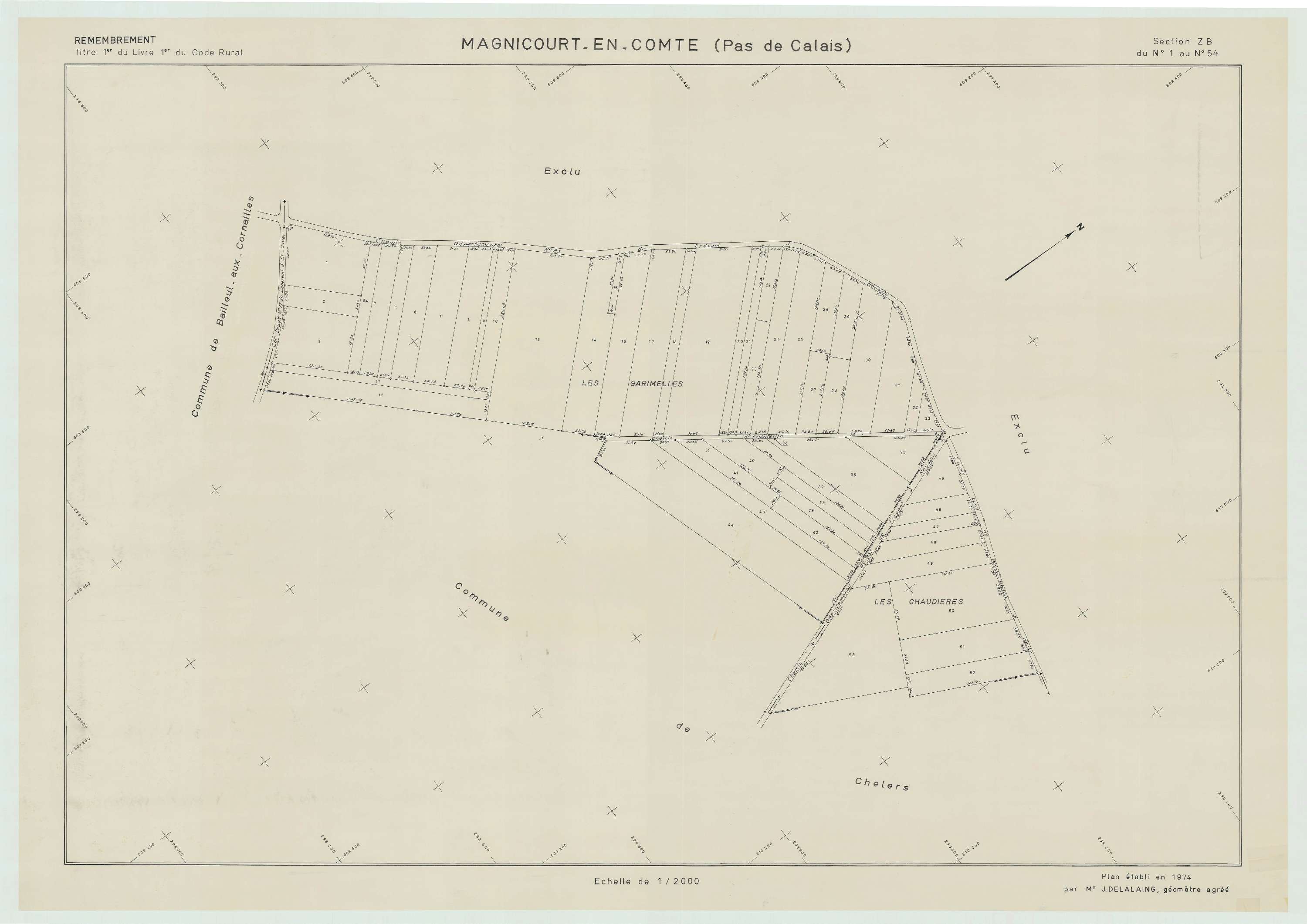 Magnicourt-en-Comte - Plan de remembrement : section ZB.