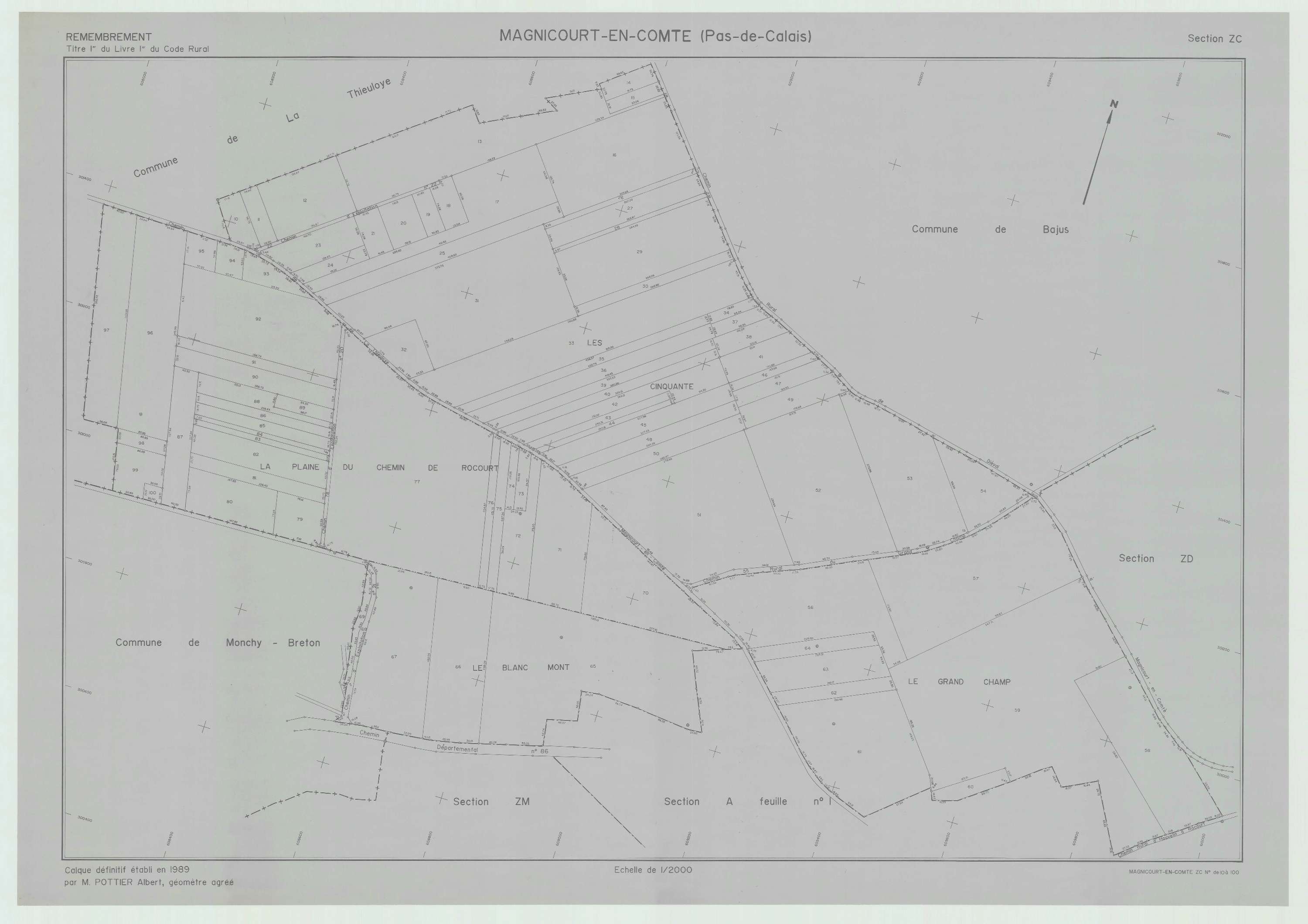 Magnicourt-en-Comte - Plan de remembrement : section ZC.