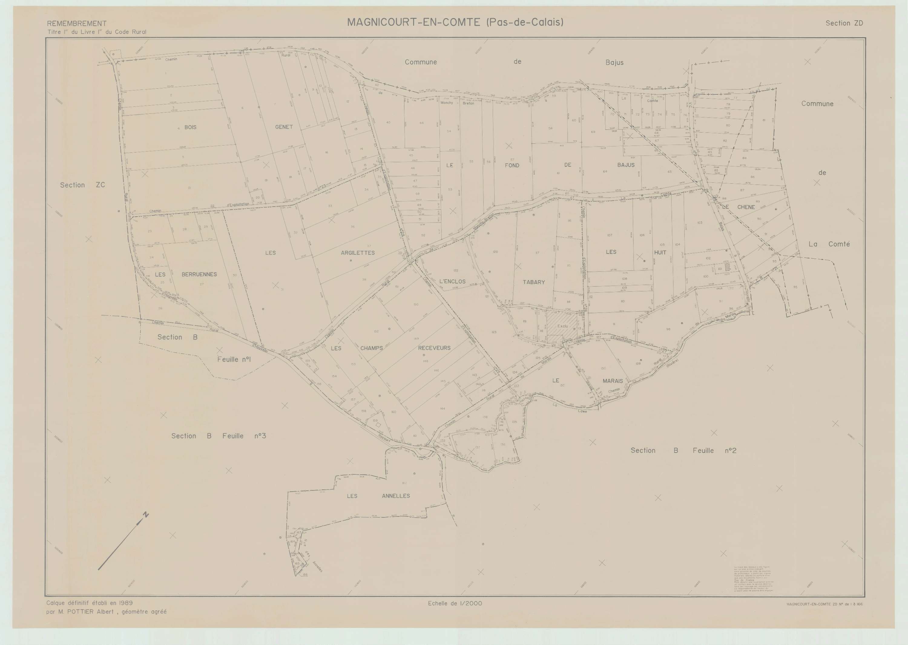 Magnicourt-en-Comte - Plan de remembrement : section ZD.