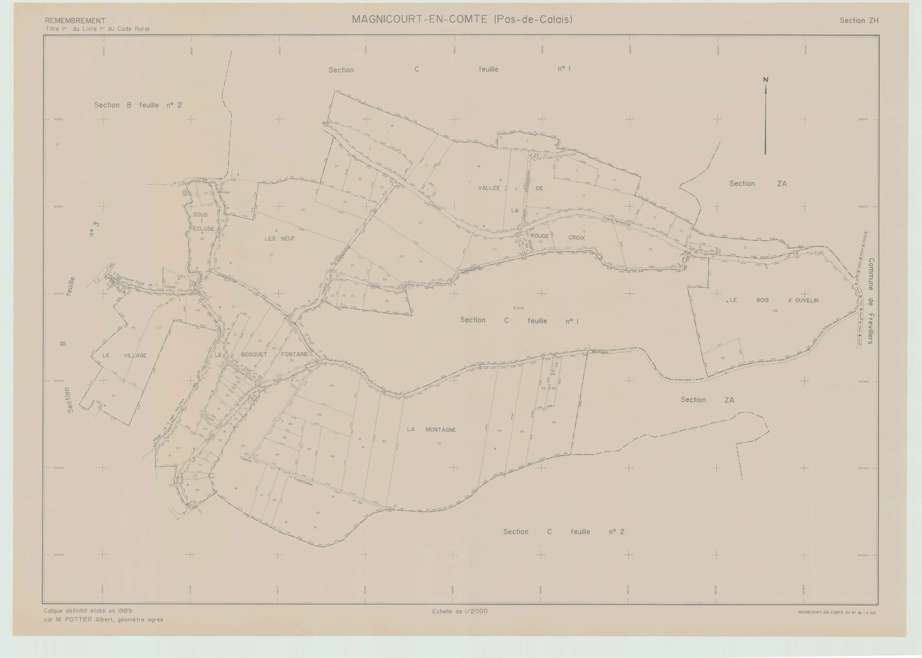 Magnicourt-en-Comte - Plan de remembrement : section ZH.