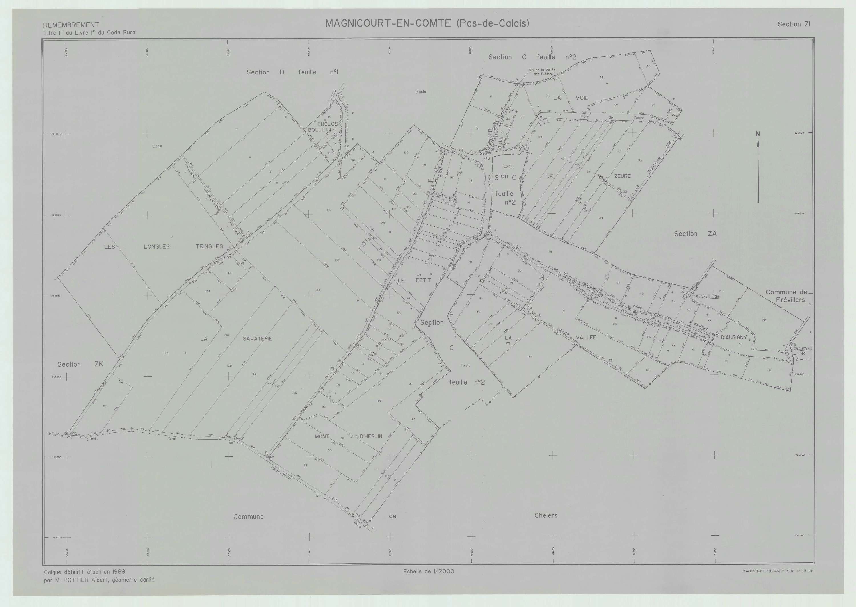 Magnicourt-en-Comte - Plan de remembrement : section ZI.