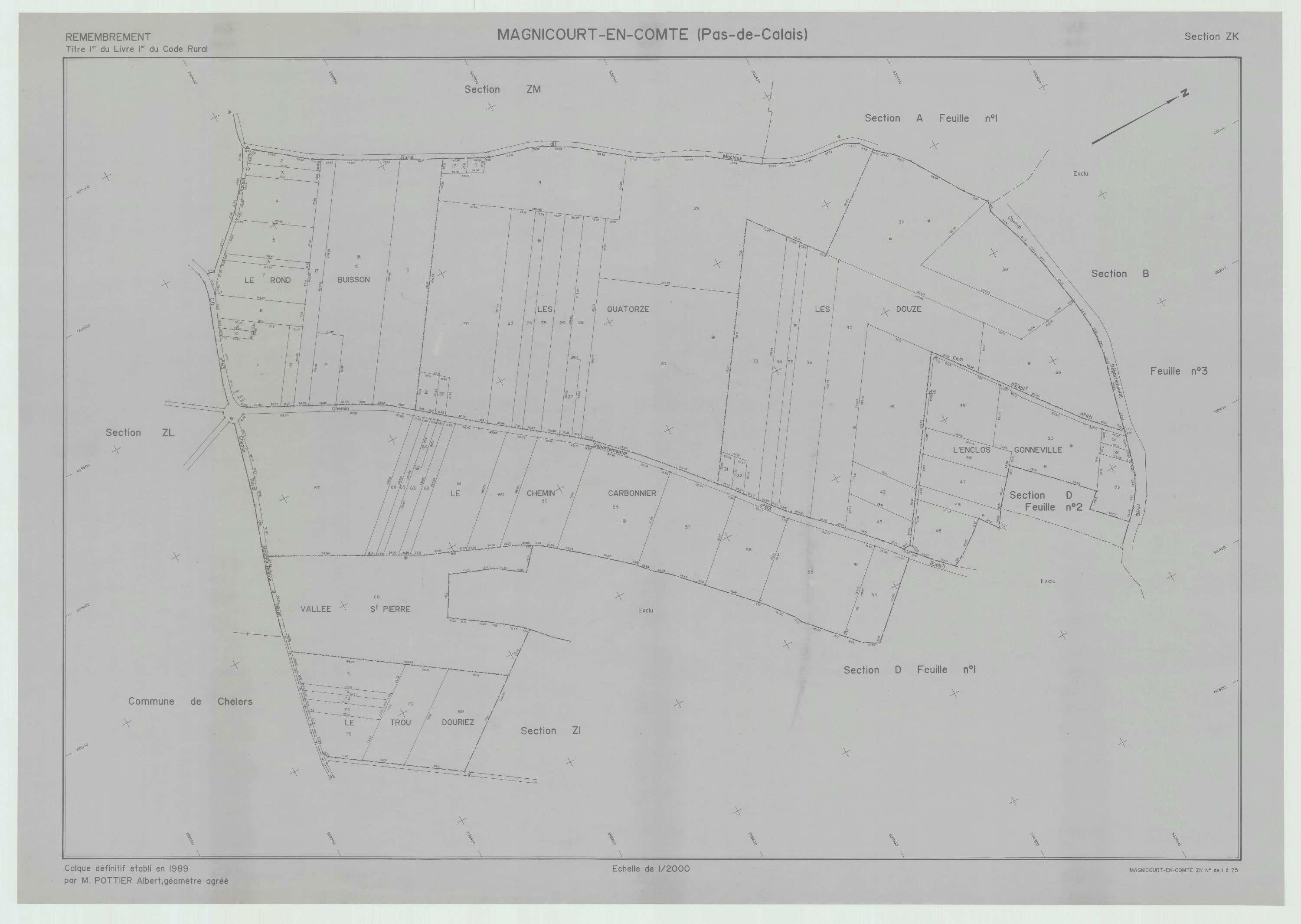 Magnicourt-en-Comte - Plan de remembrement : section ZK.