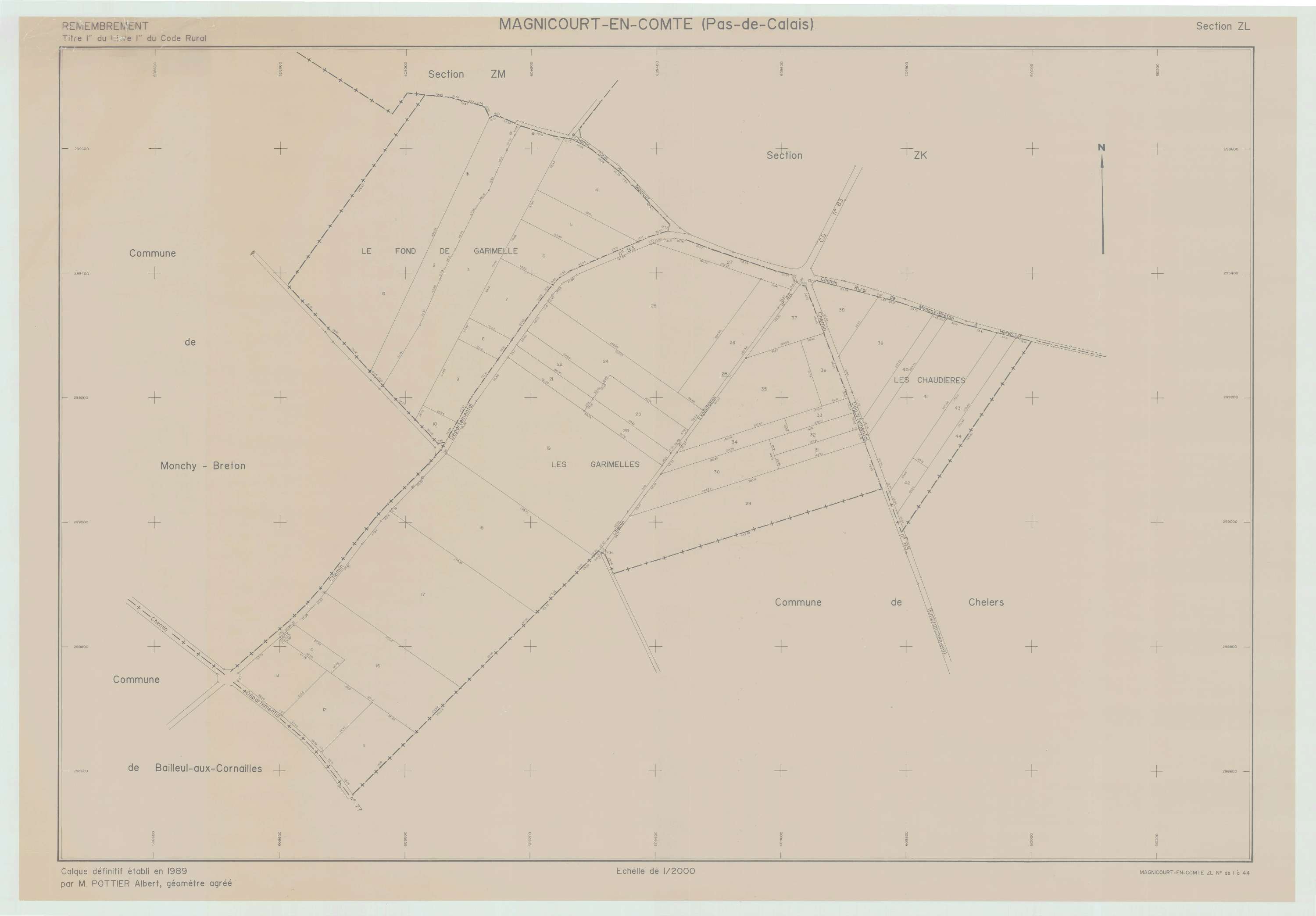 Magnicourt-en-Comte - Plan de remembrement : section ZL.