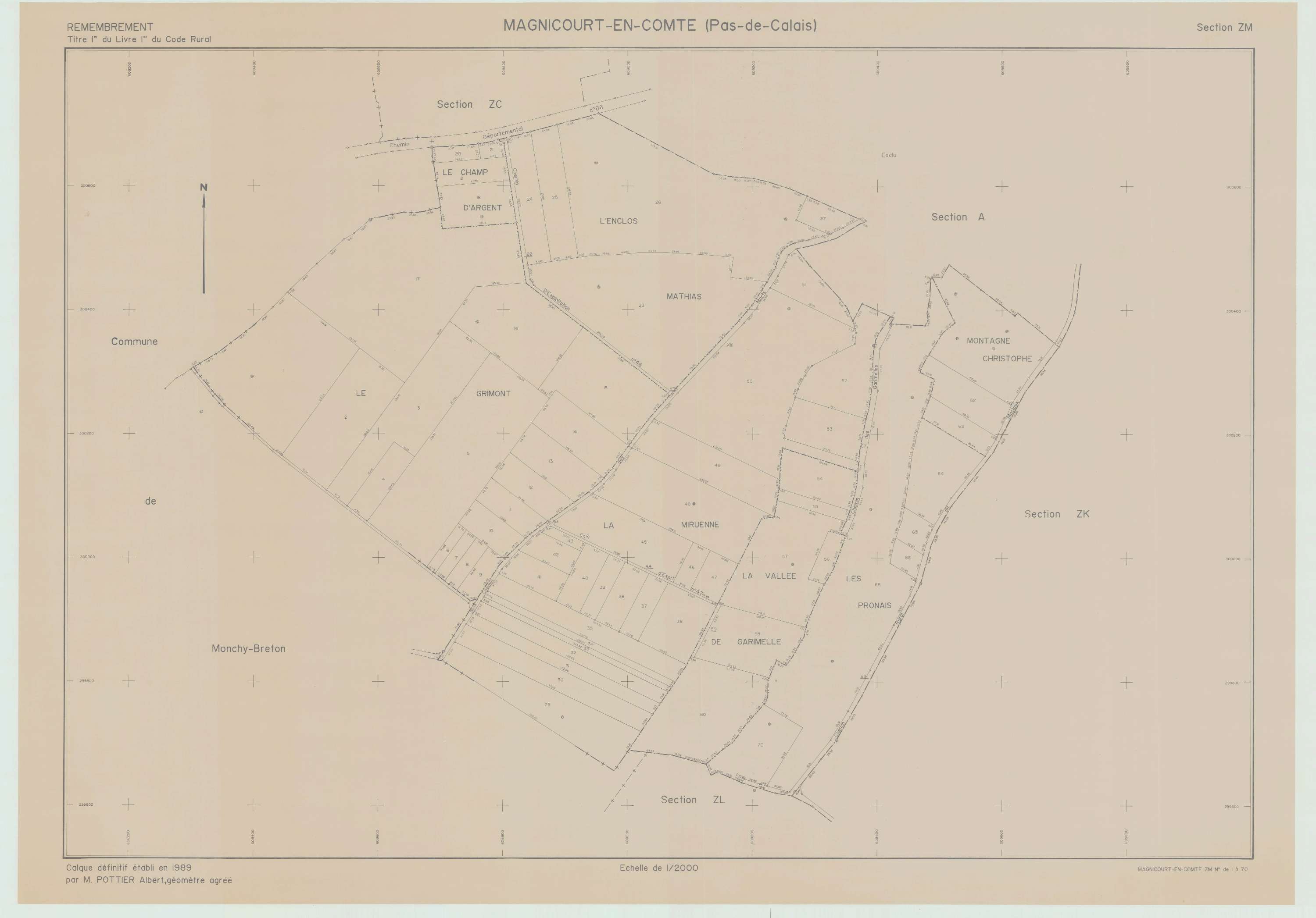 Magnicourt-en-Comte - Plan de remembrement : section ZM.