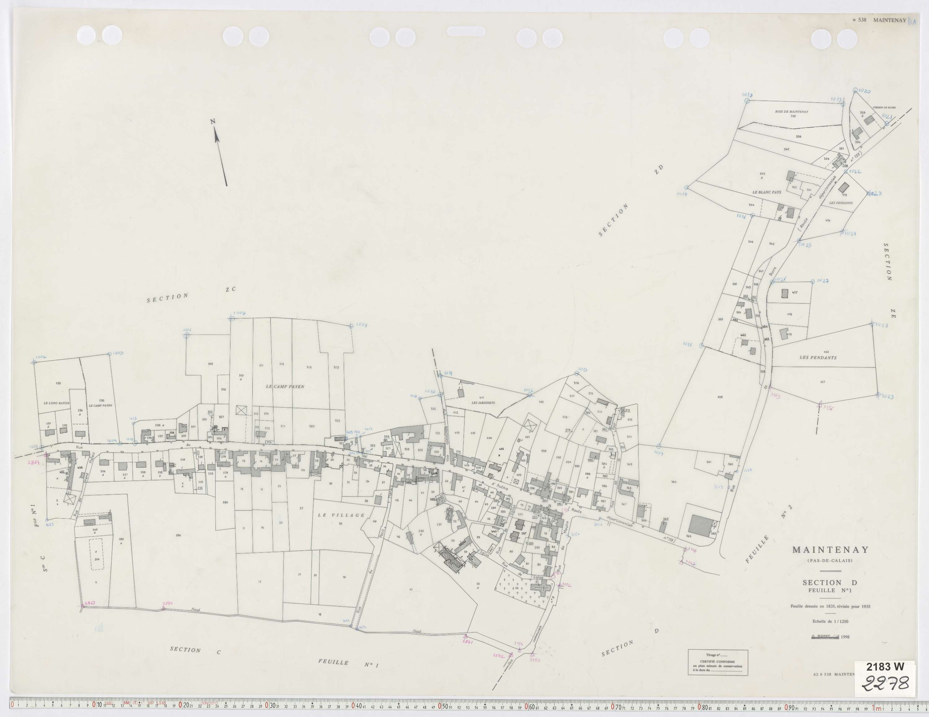 Maintenay - Section D, feuille 1.