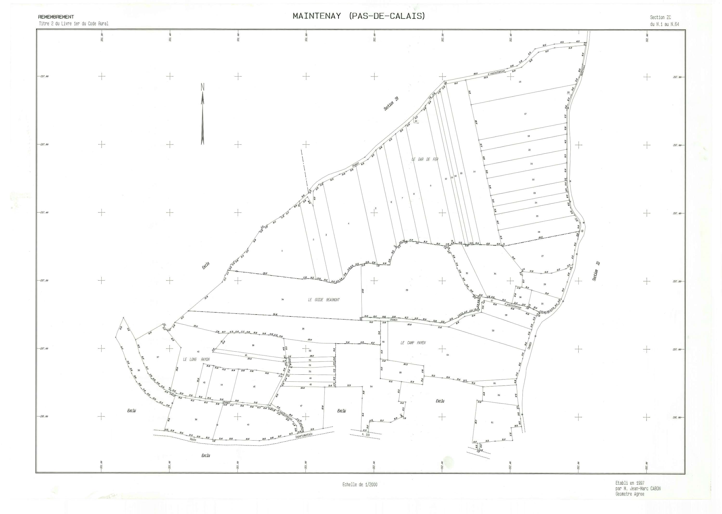 Maintenay - Plan de remembrement : section ZC.