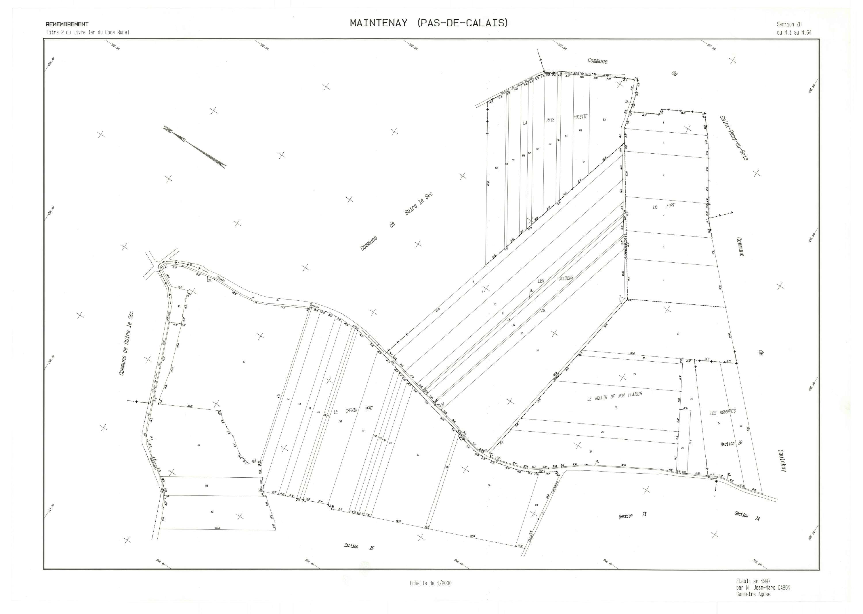 Maintenay - Plan de remembrement : section ZH.