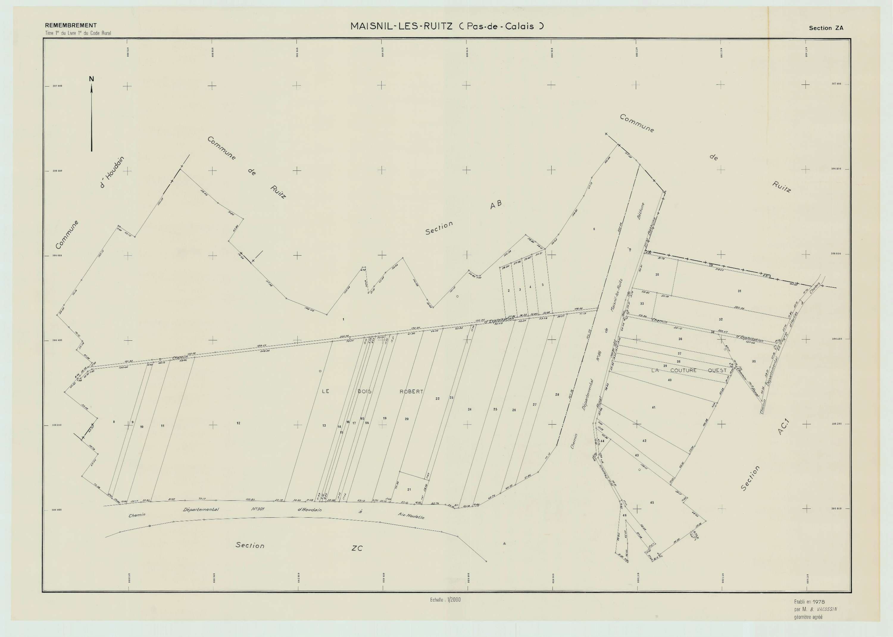 Maisnil-lès-Ruitz - Plan de remembrement : section ZA.