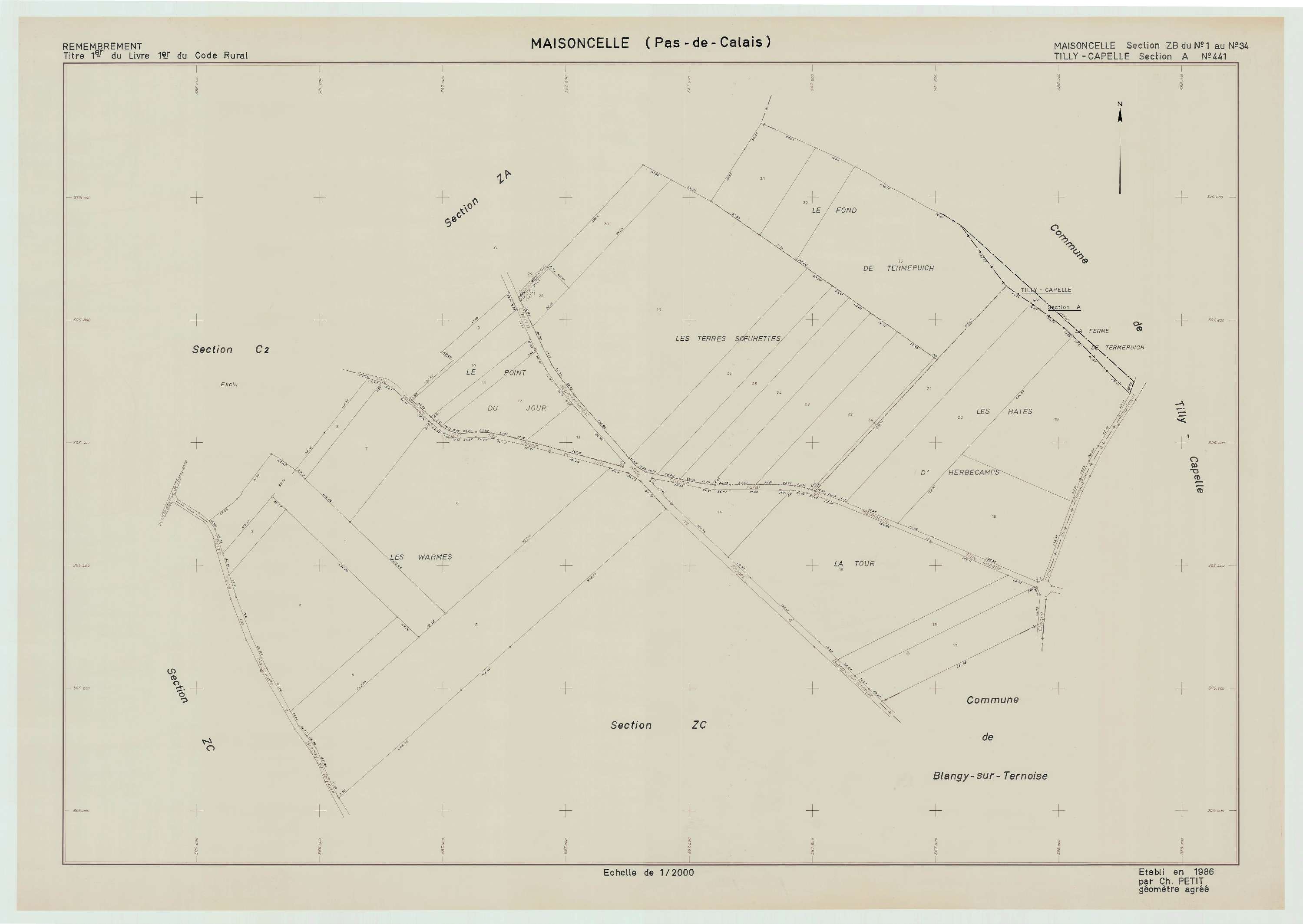 Maisoncelle - Plan de remembrement : section ZB.