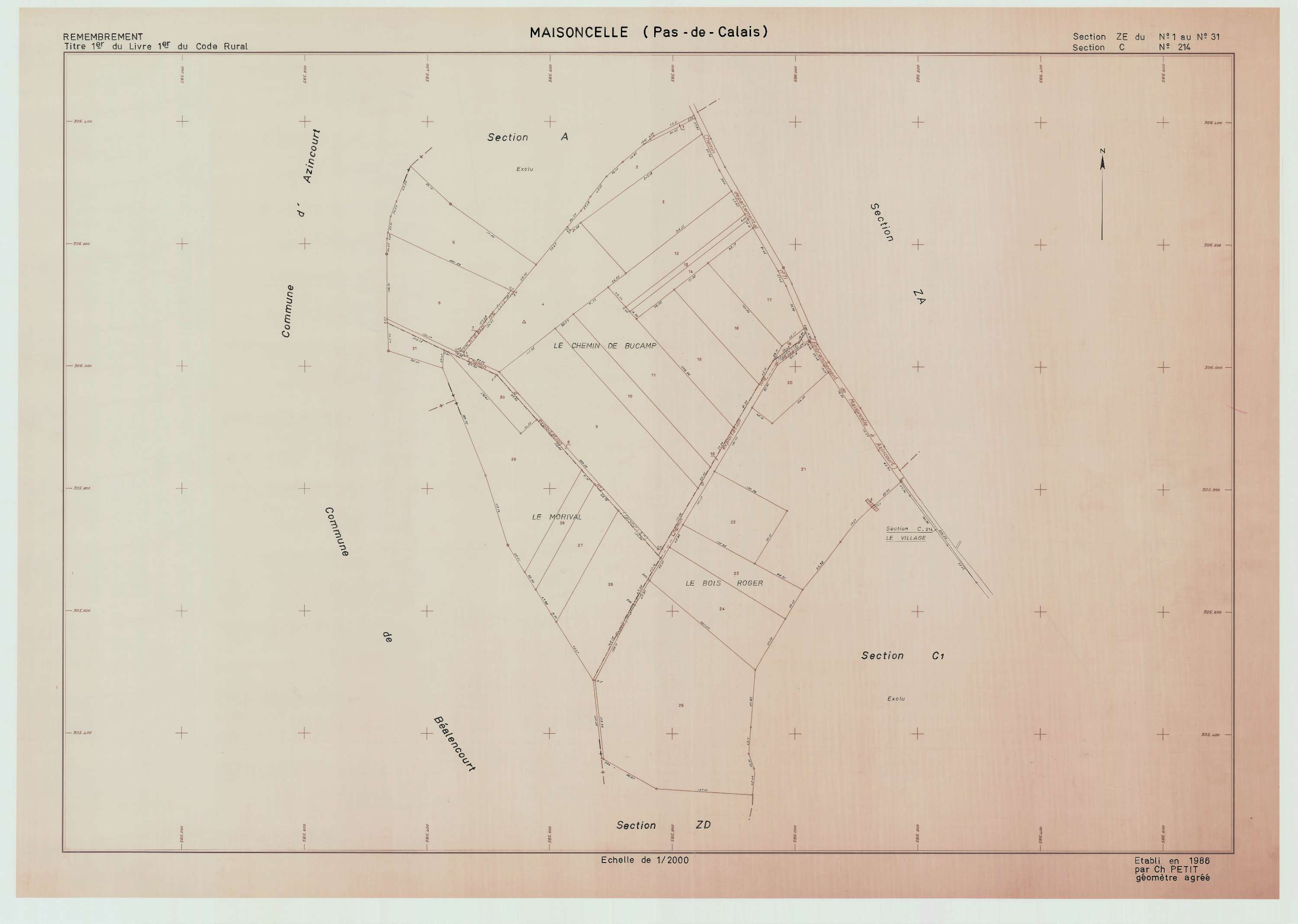 Maisoncelle - Plan de remembrement : section ZE.