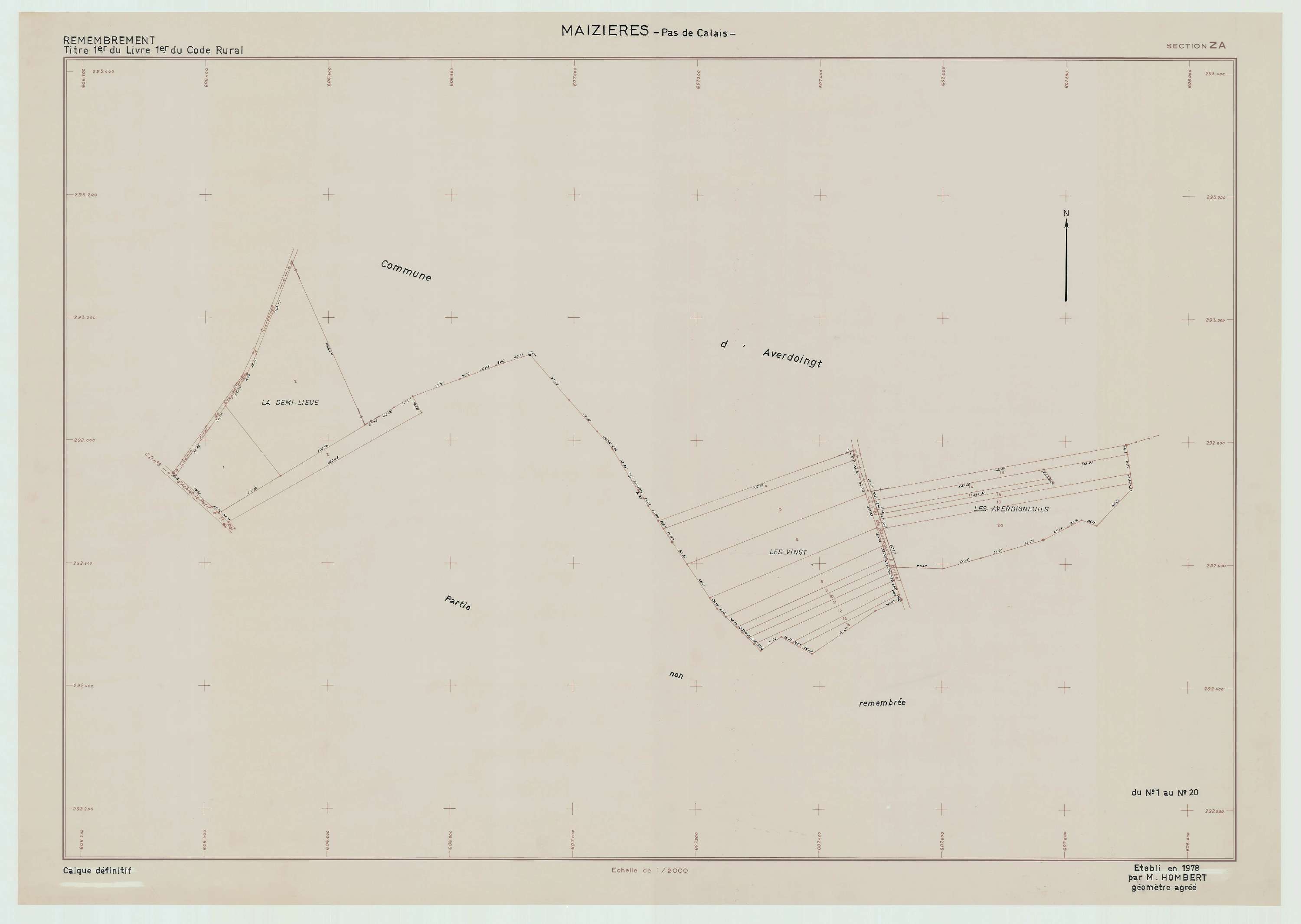 Maizières - Plan de remembrement : section ZA.