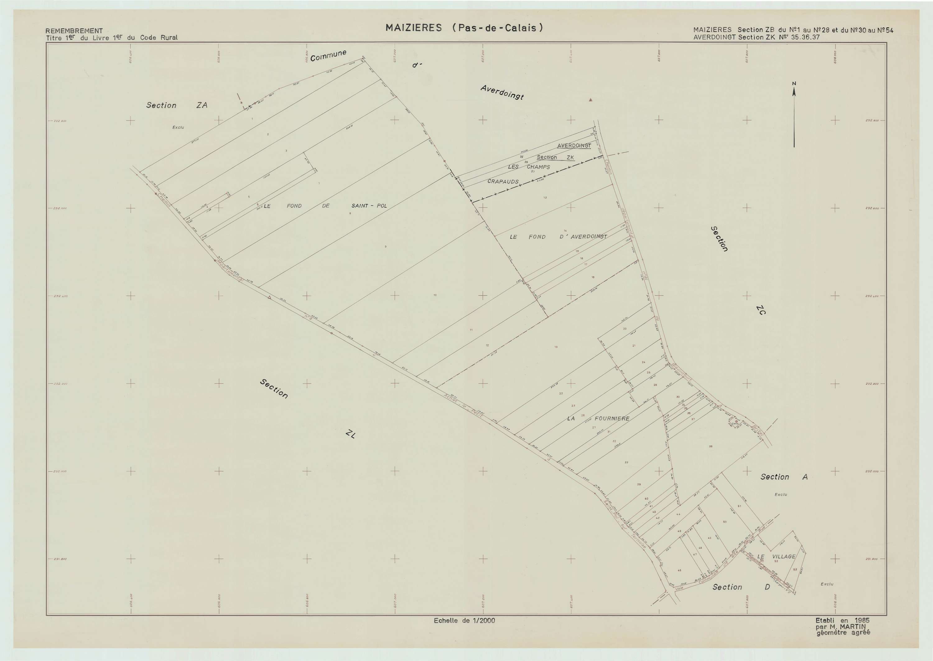 Maizières - Plan de remembrement : section ZB.