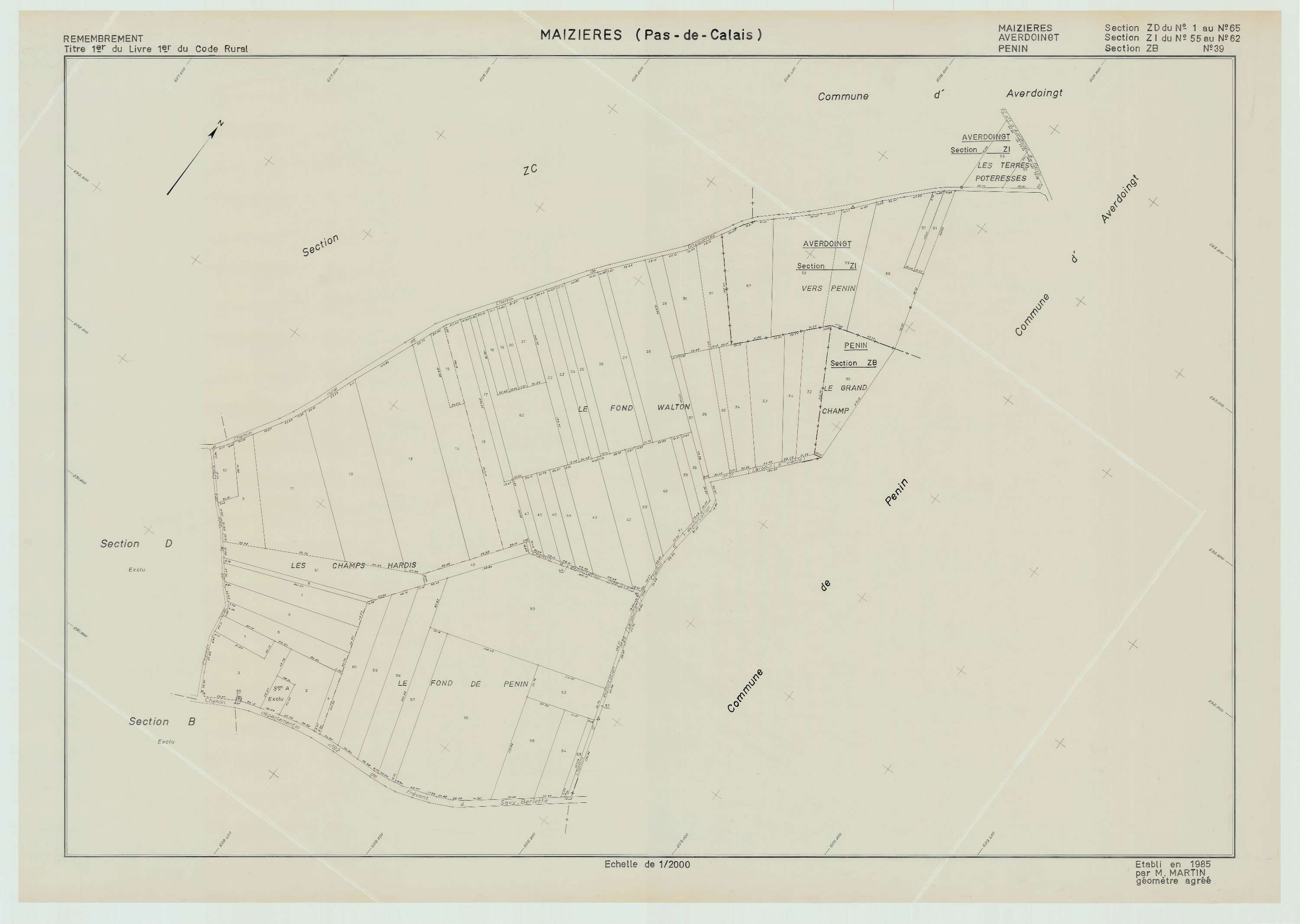 Maizières - Plan de remembrement : section ZD.