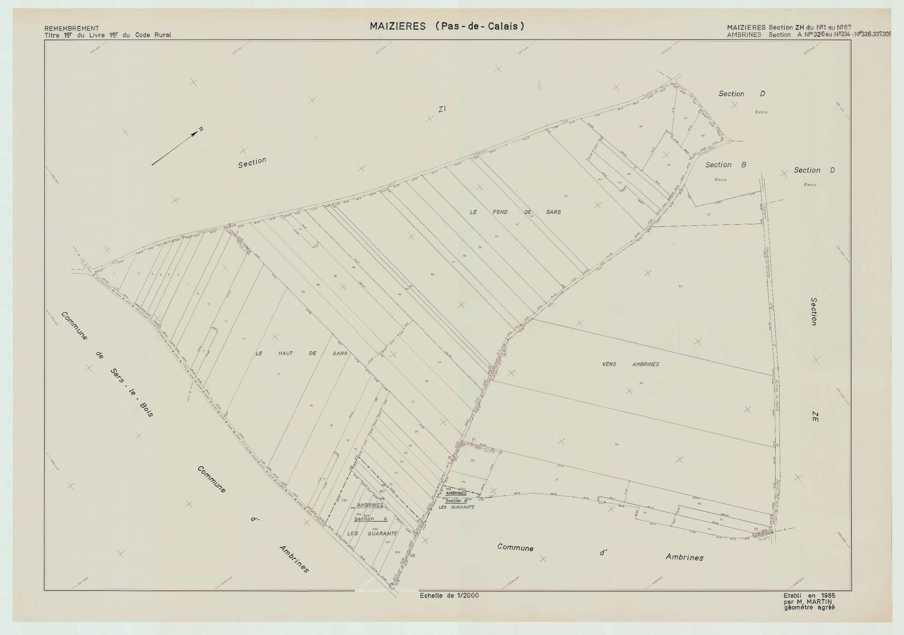 Maizières - Plan de remembrement : section ZH.