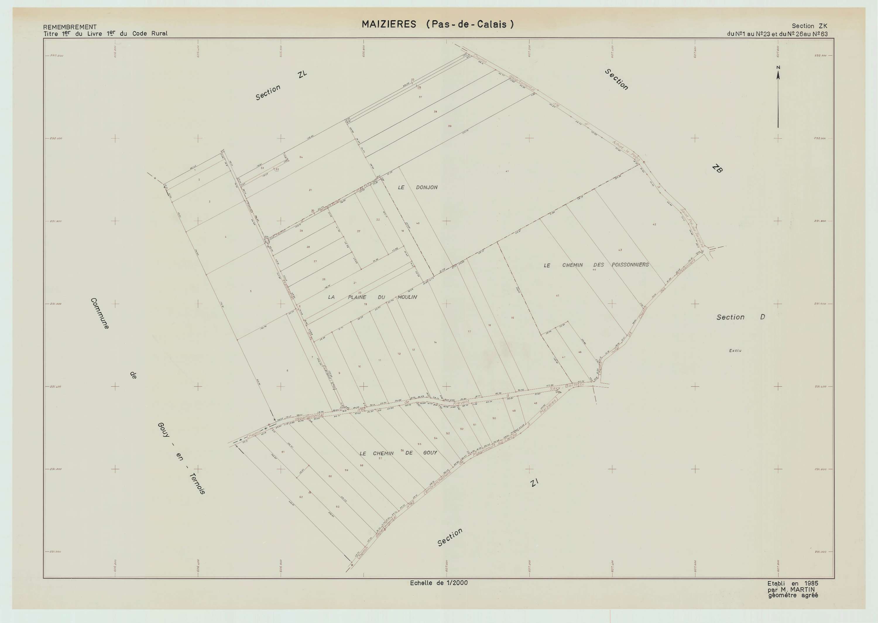Maizières - Plan de remembrement : section ZK.