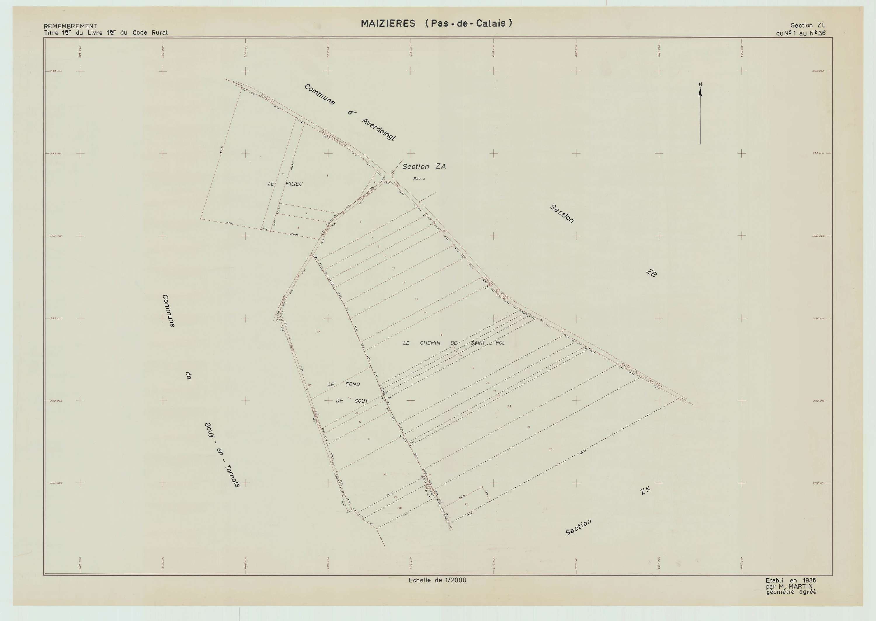 Maizières - Plan de remembrement : section ZL.