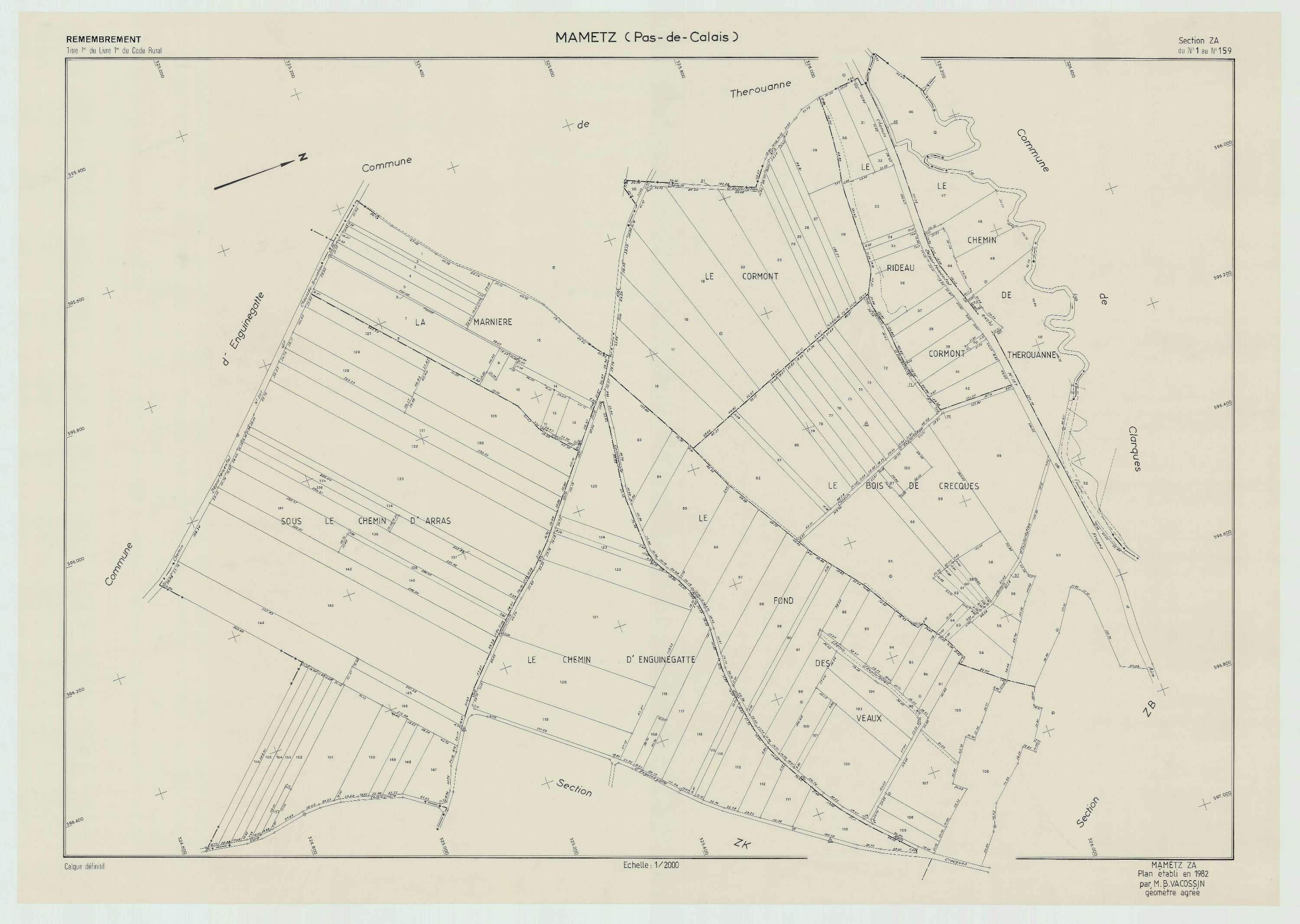 Mametz - Plan de remembrement : section ZA.