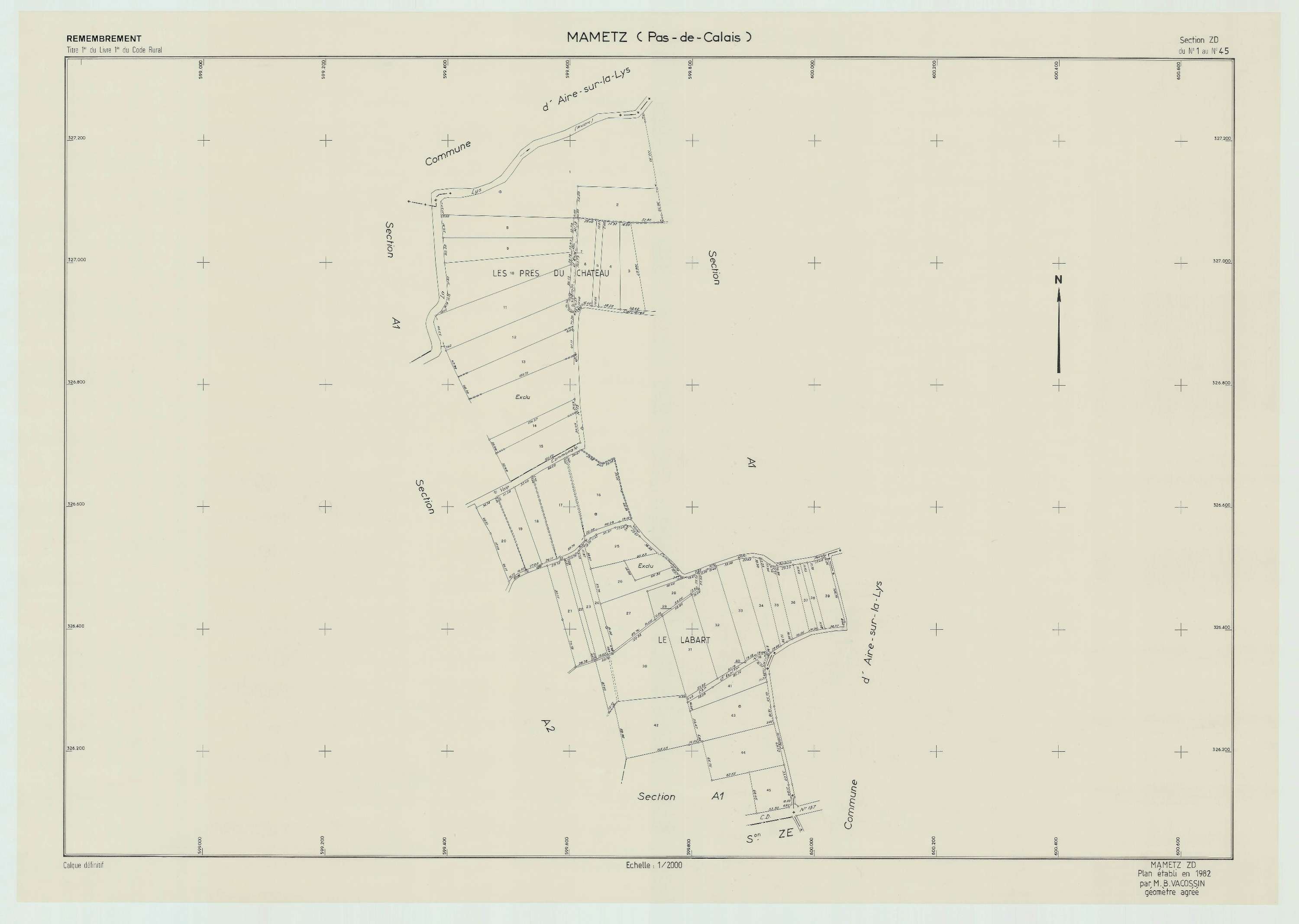 Mametz - Plan de remembrement : section ZD.