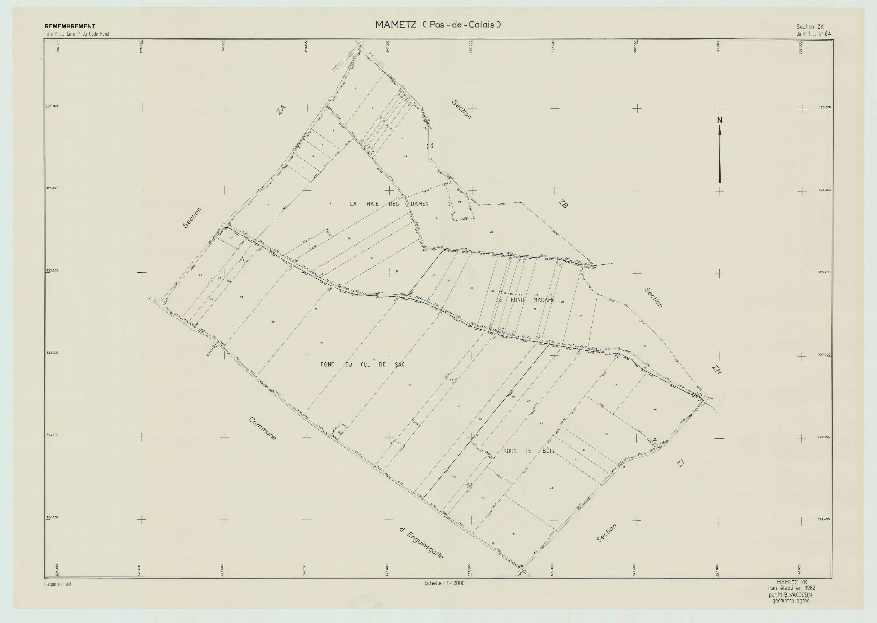 Mametz - Plan de remembrement : section ZI.