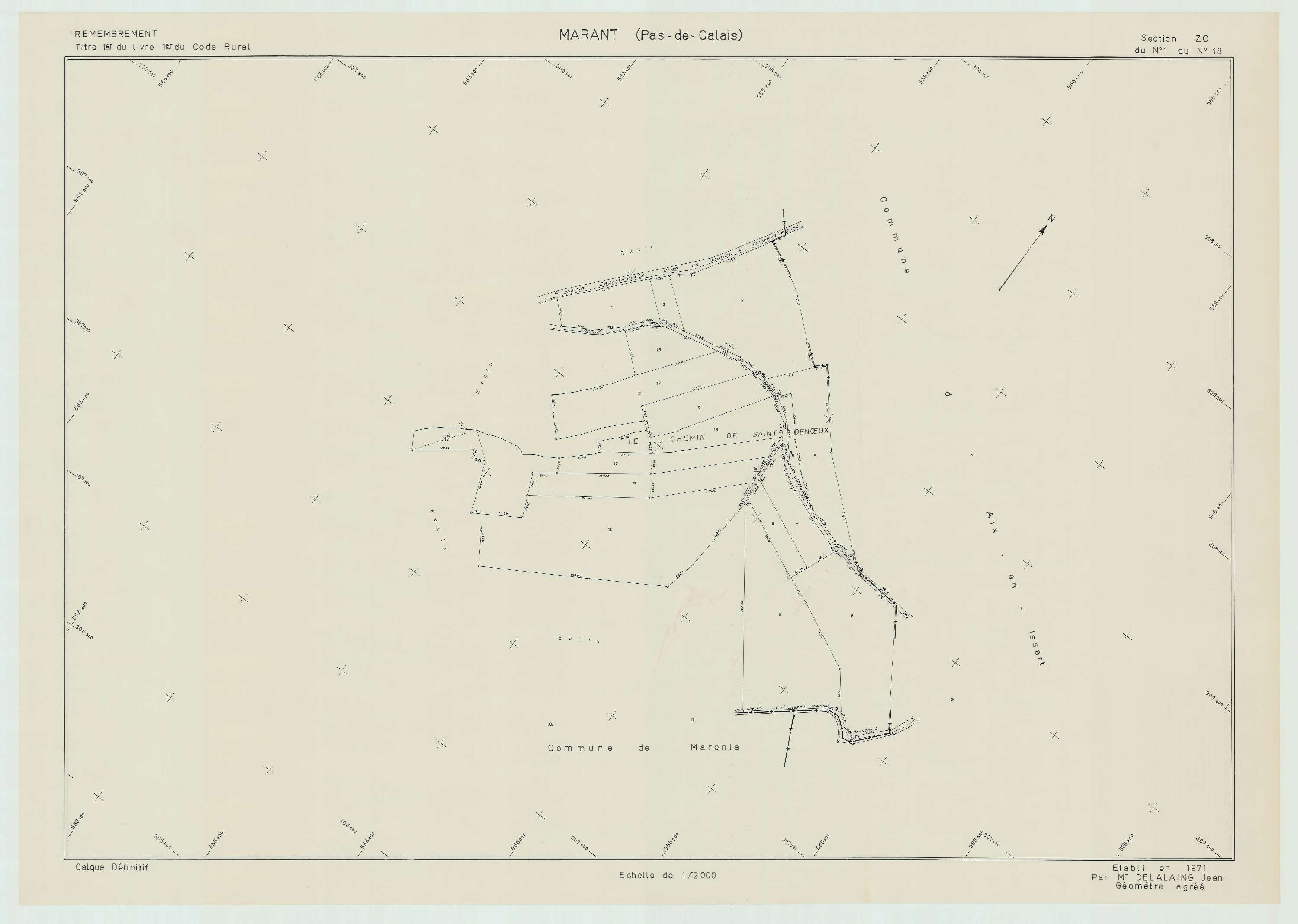 Marant - Plan de remembrement : section ZC.