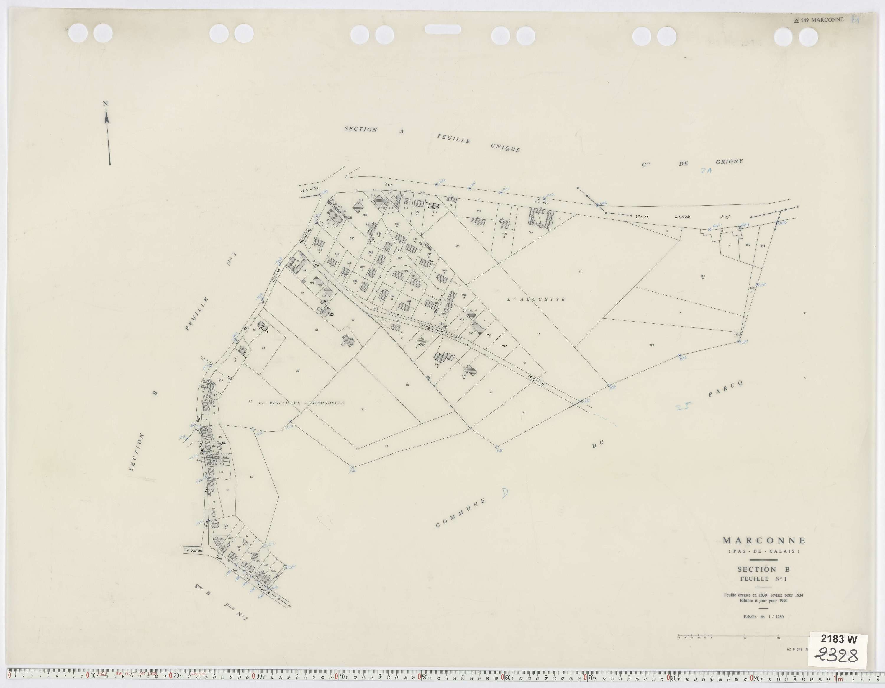 Marconne - Section B, feuille 1.