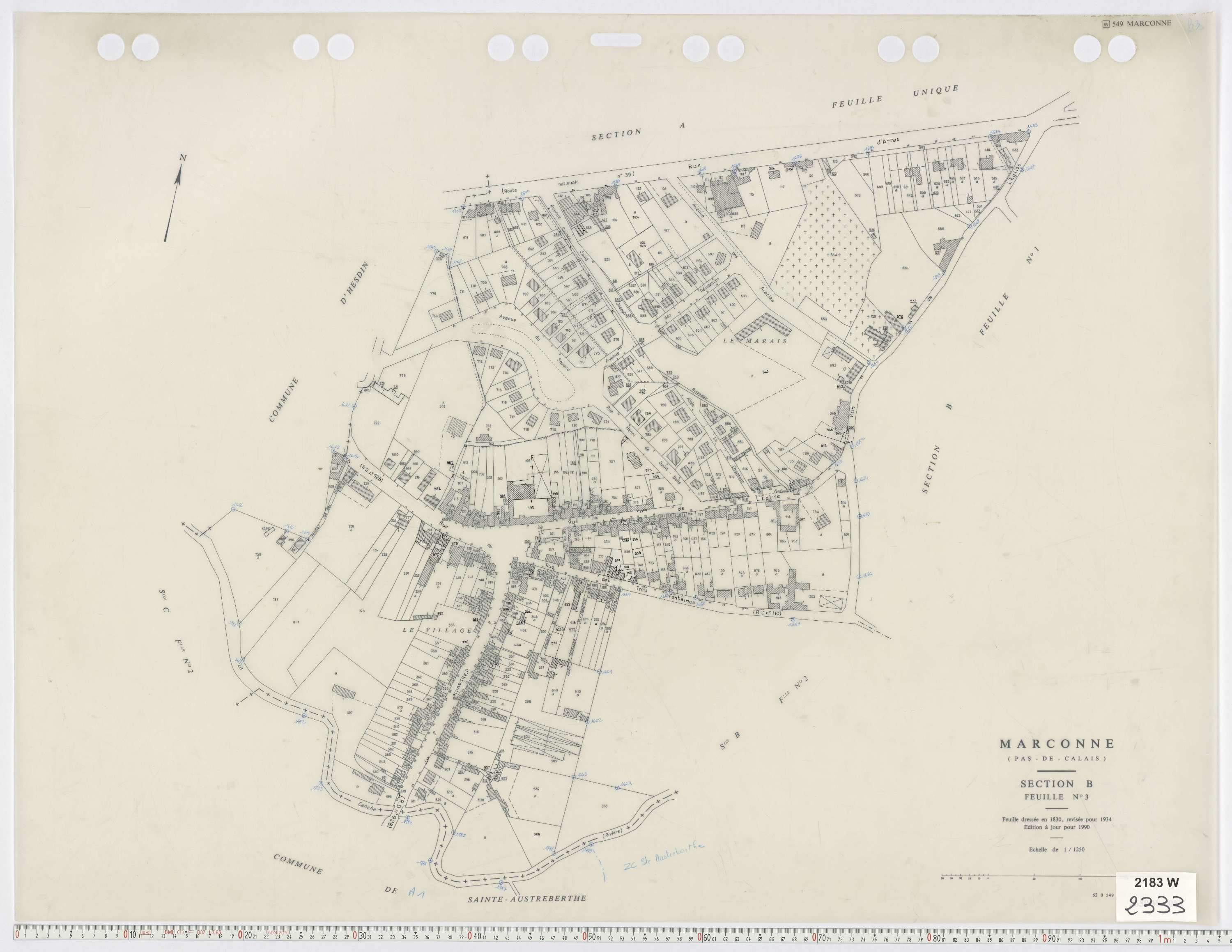 Marconne - Section B, feuille 3.