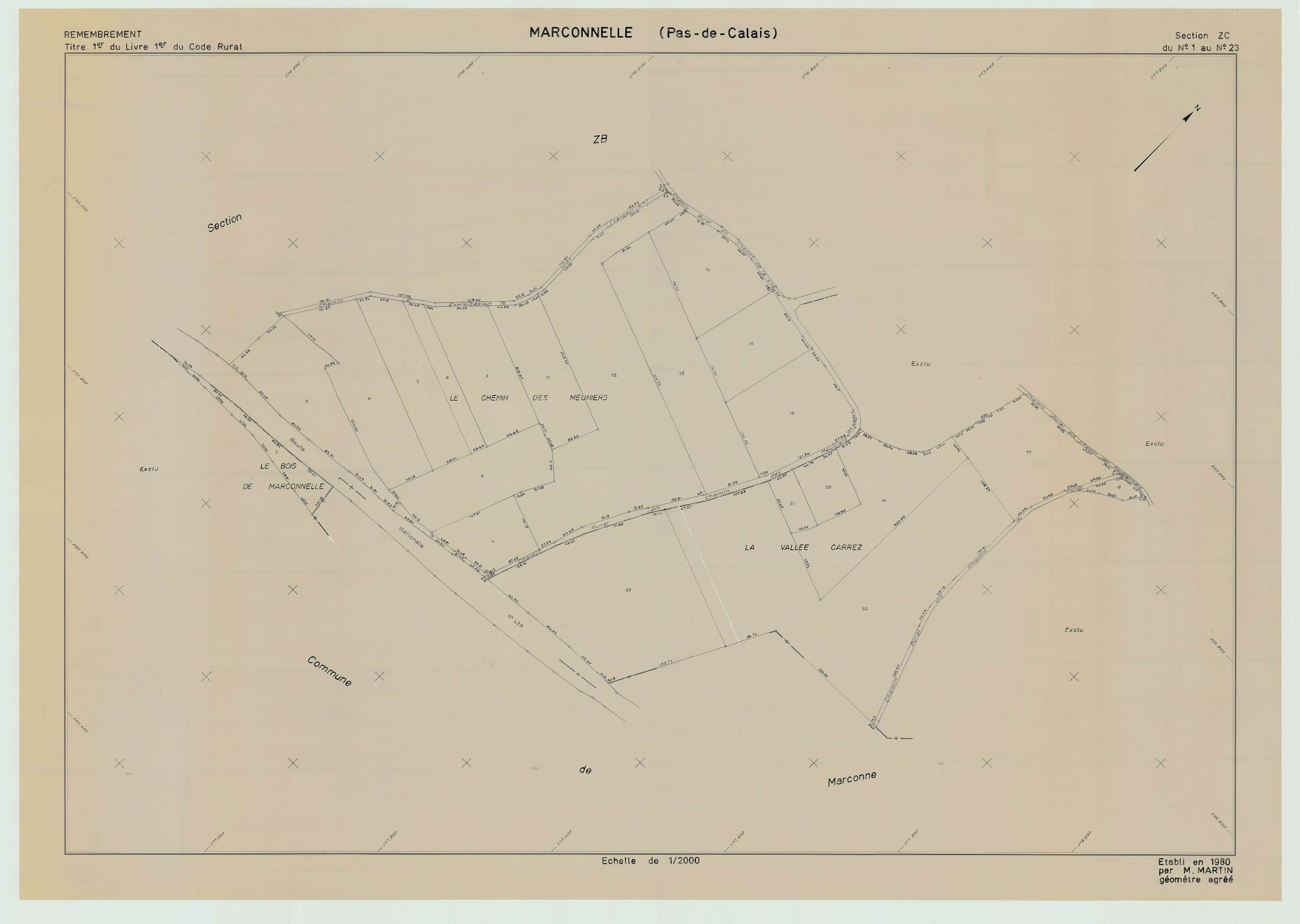 Marconnelle - Plan de remembrement : section ZC.