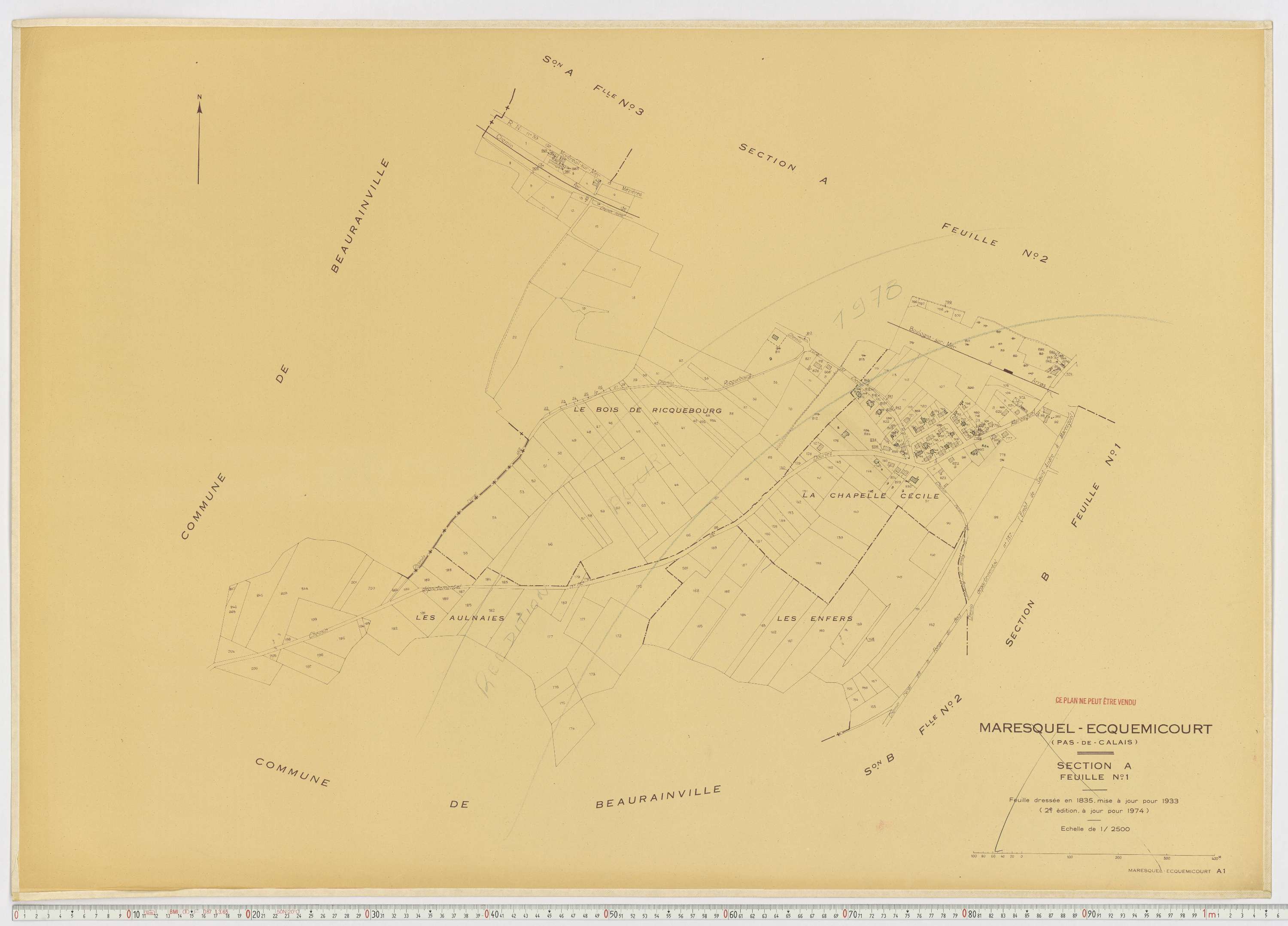 Maresquel-Ecquemicourt - Section A, feuille 1.