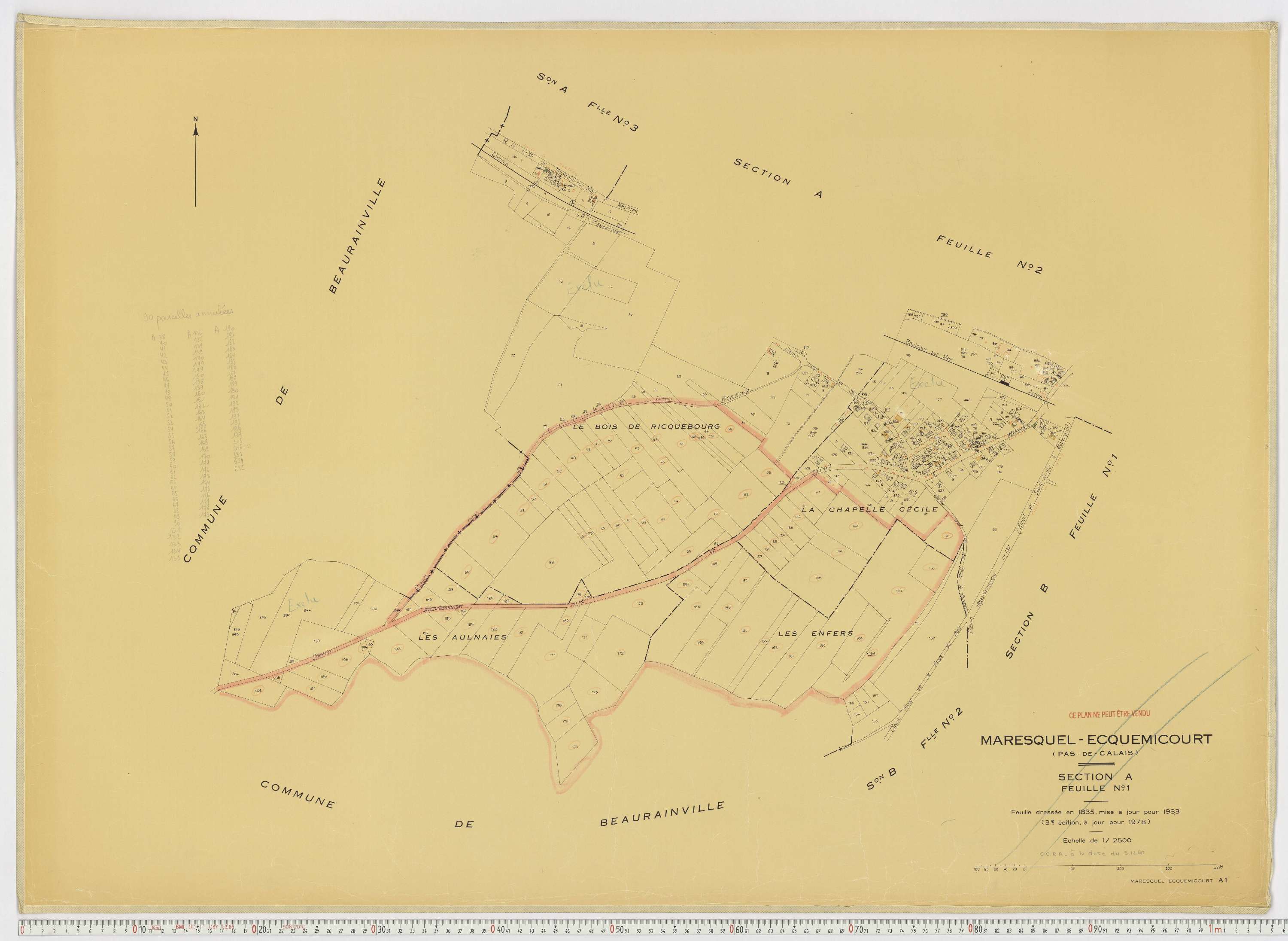 Maresquel-Ecquemicourt - Section A, feuille 1.