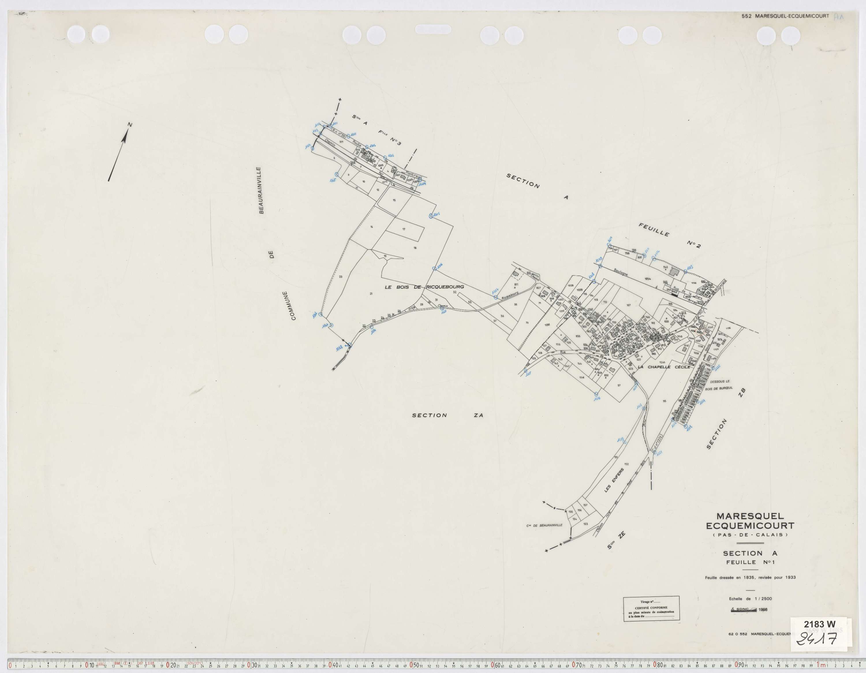 Maresquel-Ecquemicourt - Section A, feuille 1.