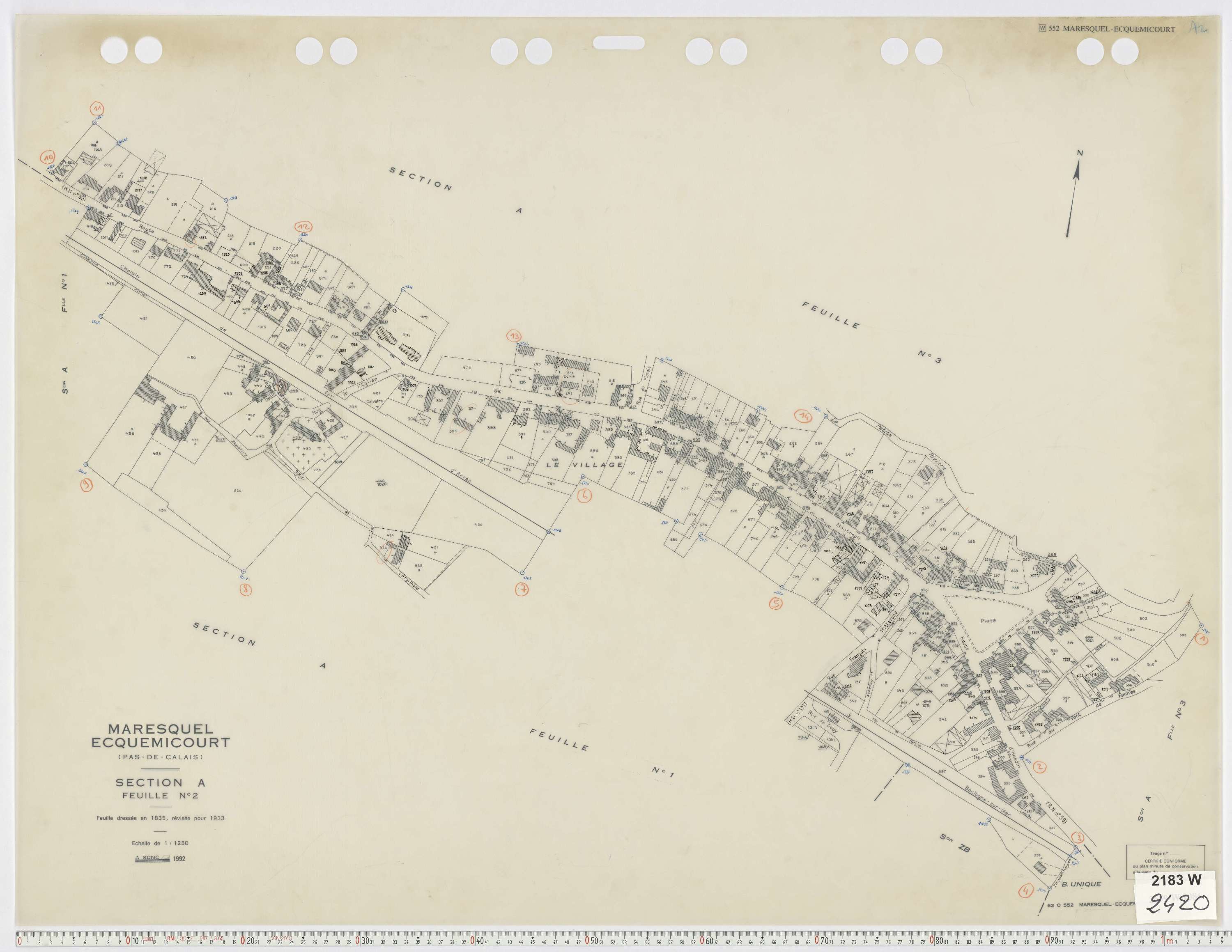 Maresquel-Ecquemicourt - Section A, feuille 2.