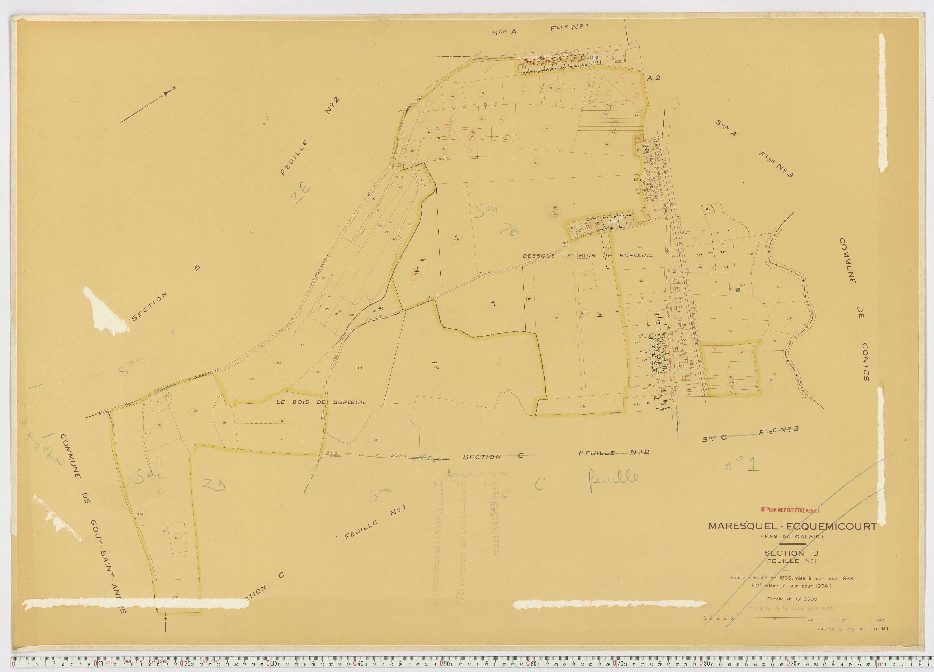 Maresquel-Ecquemicourt - Section B, feuille 1.