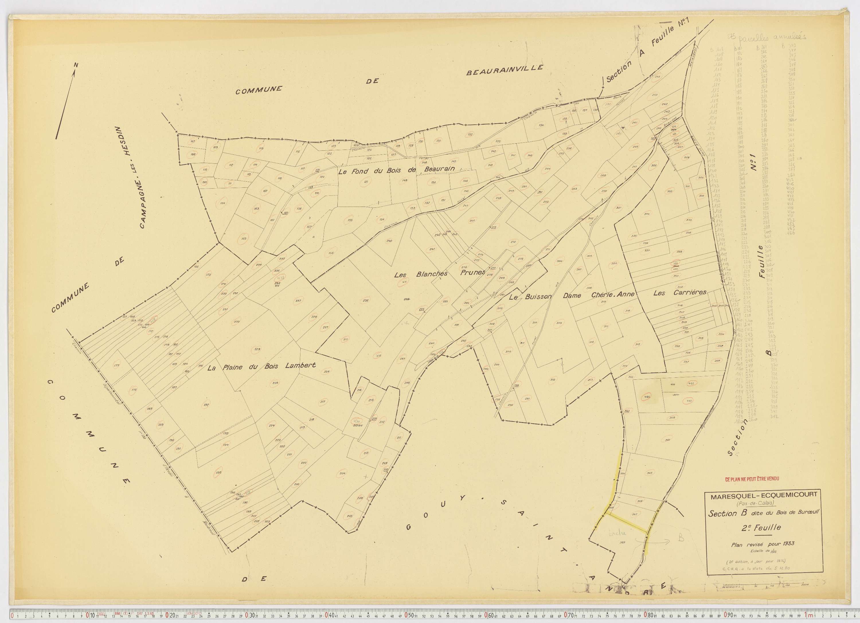 Maresquel-Ecquemicourt - Section B, feuille 2.