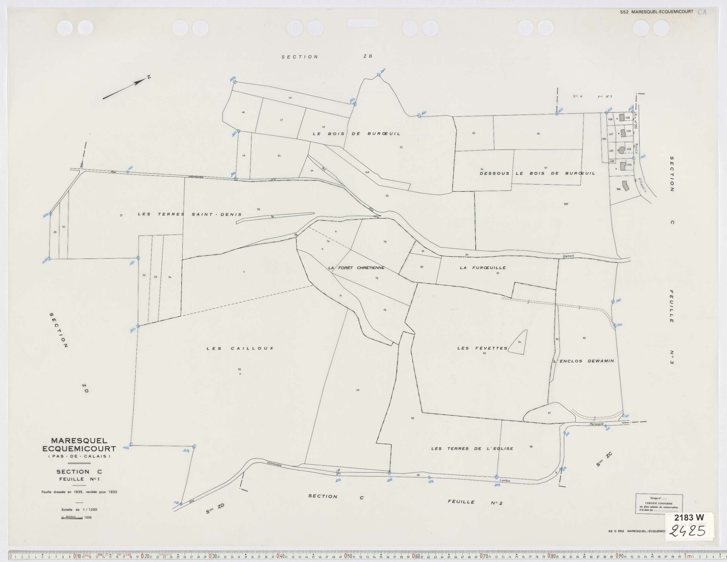 Maresquel-Ecquemicourt - Section C, feuille 1.