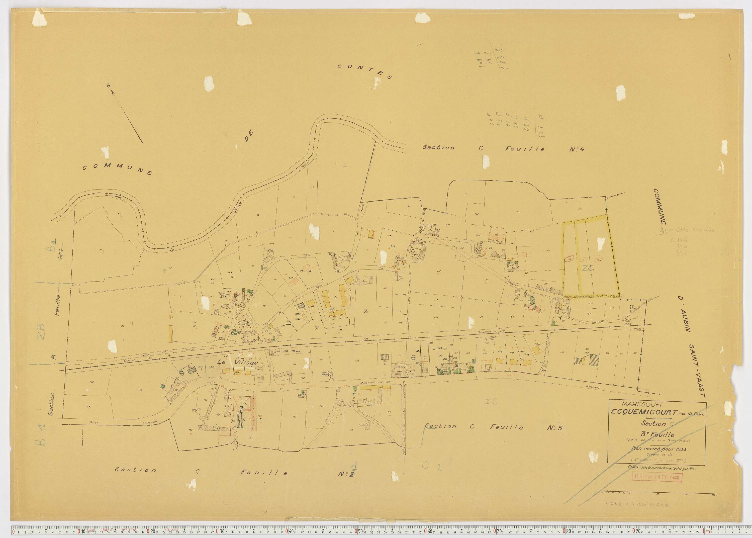 Maresquel-Ecquemicourt - Section C, feuille 3.