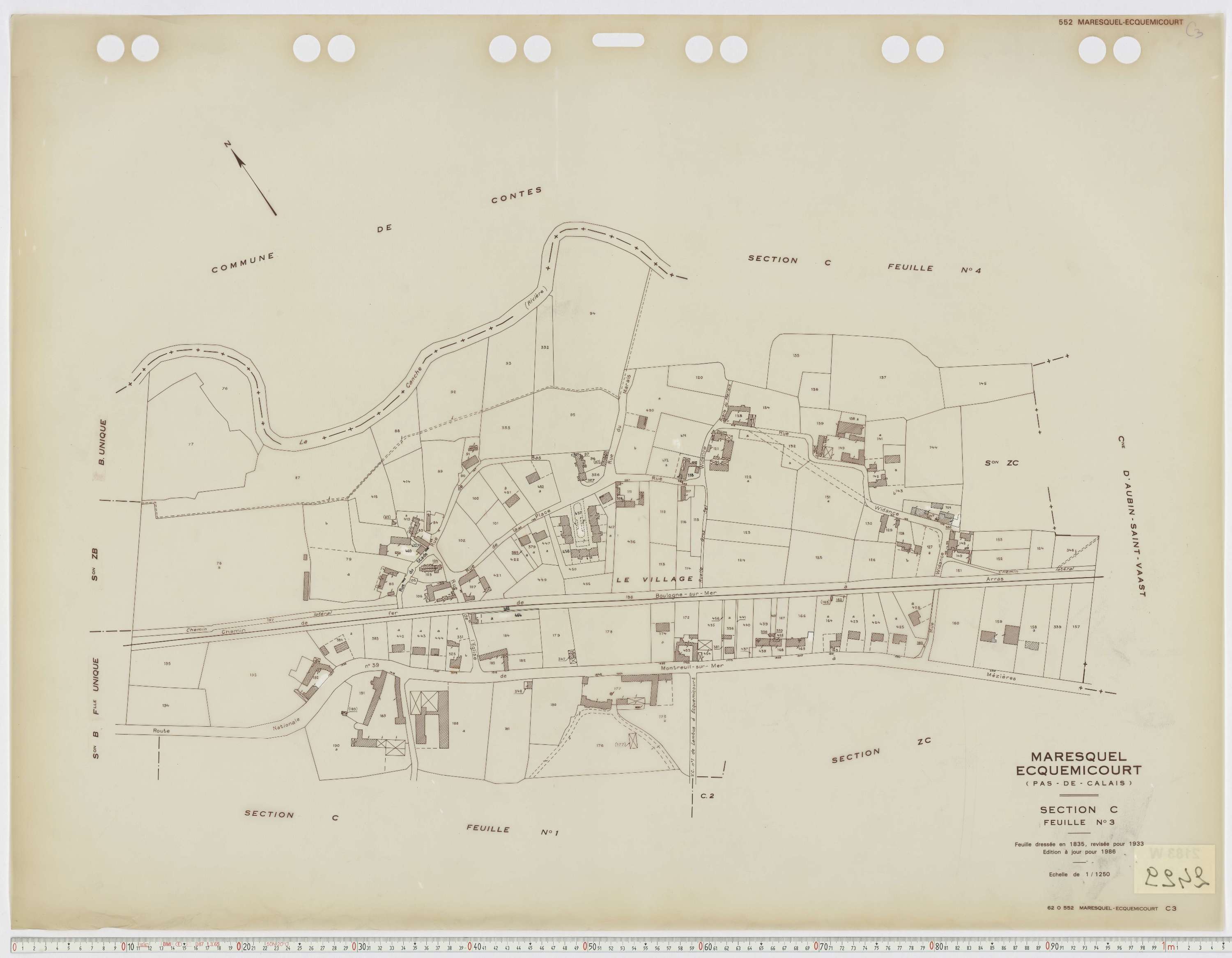 Maresquel-Ecquemicourt - Section C, feuille 3.