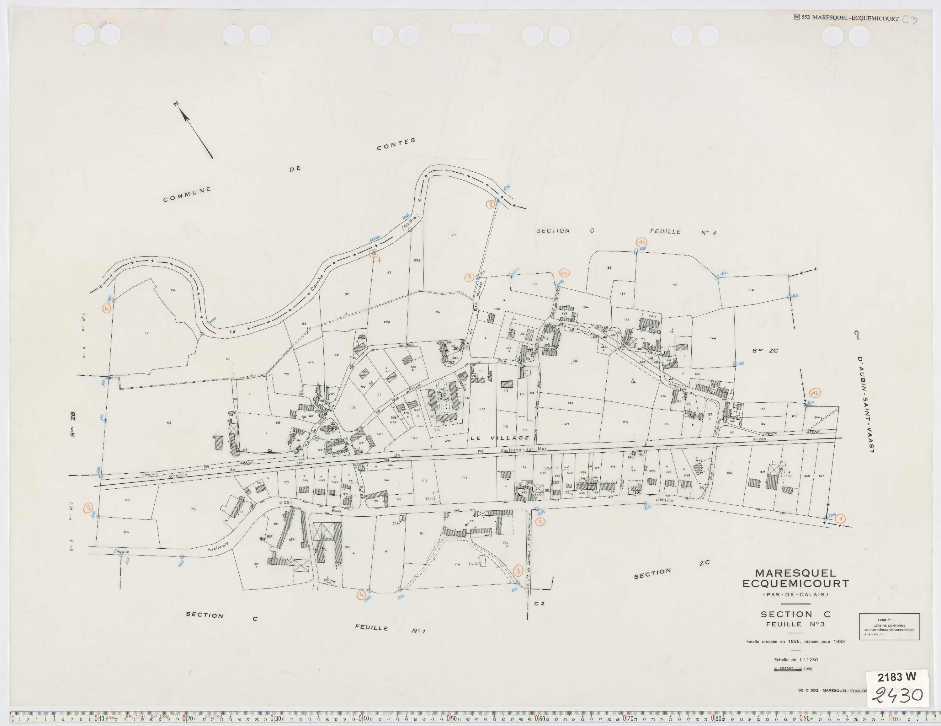 Maresquel-Ecquemicourt - Section C, feuille 3.