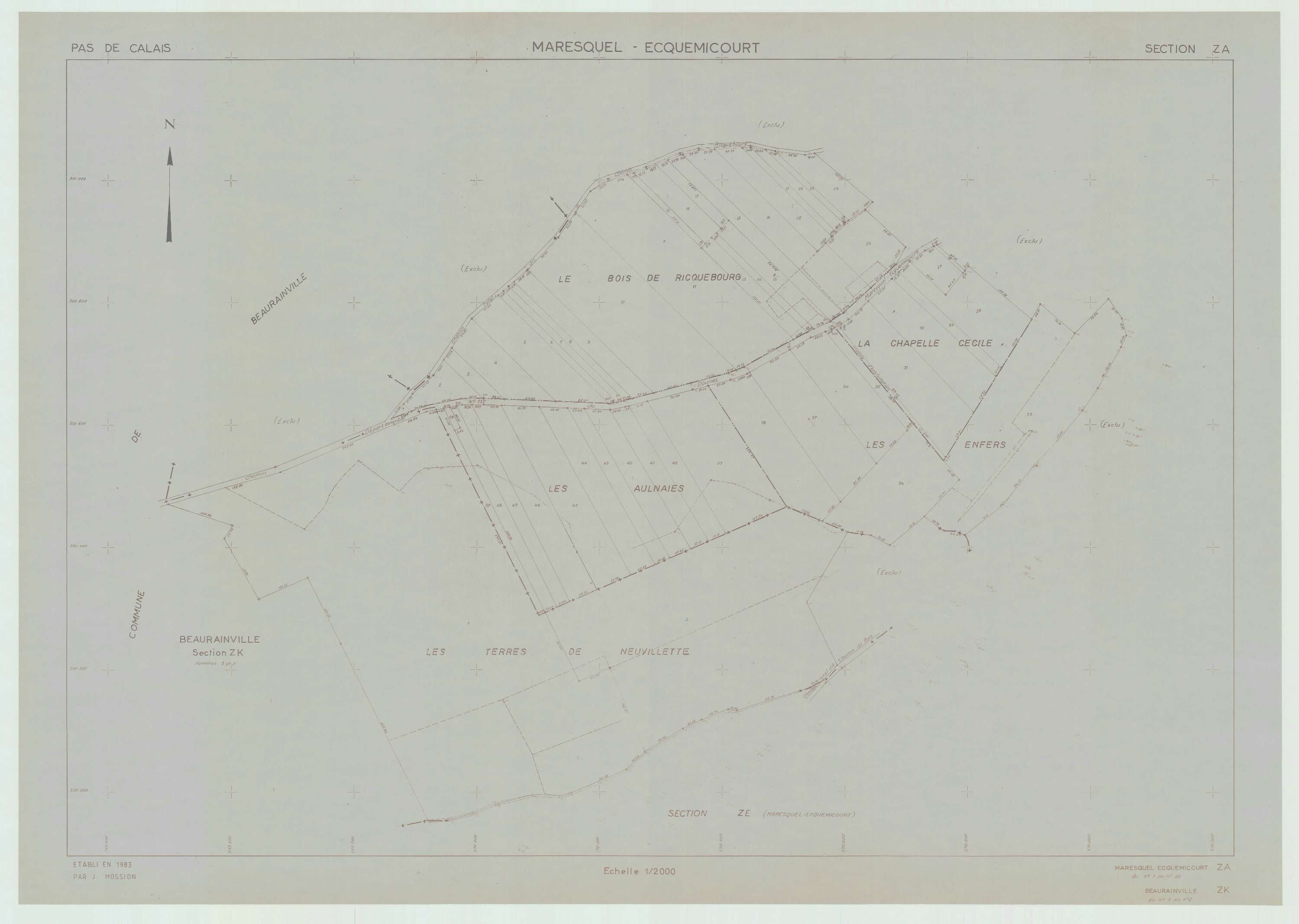 Maresquel-Ecquemicourt - Plan de remembrement : section ZA.