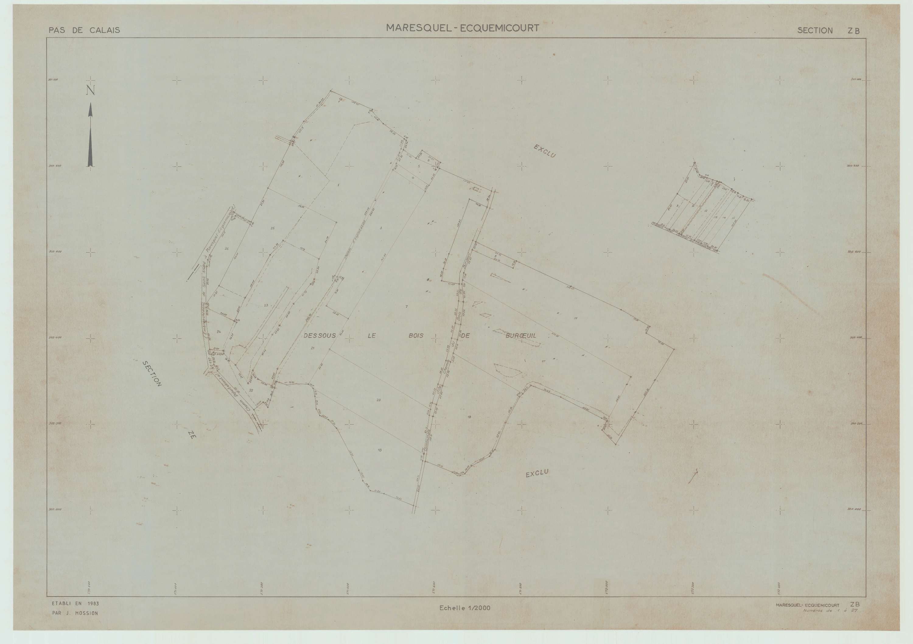 Maresquel-Ecquemicourt - Plan de remembrement : section ZB.