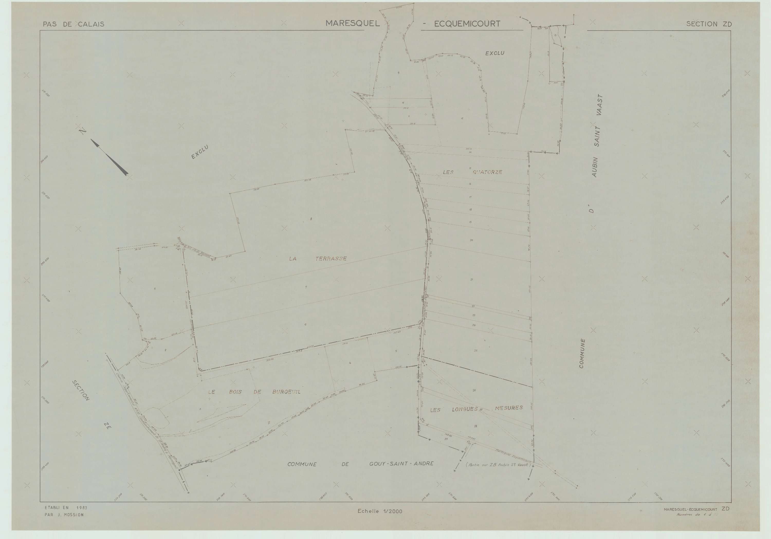Maresquel-Ecquemicourt - Plan de remembrement : section ZD.