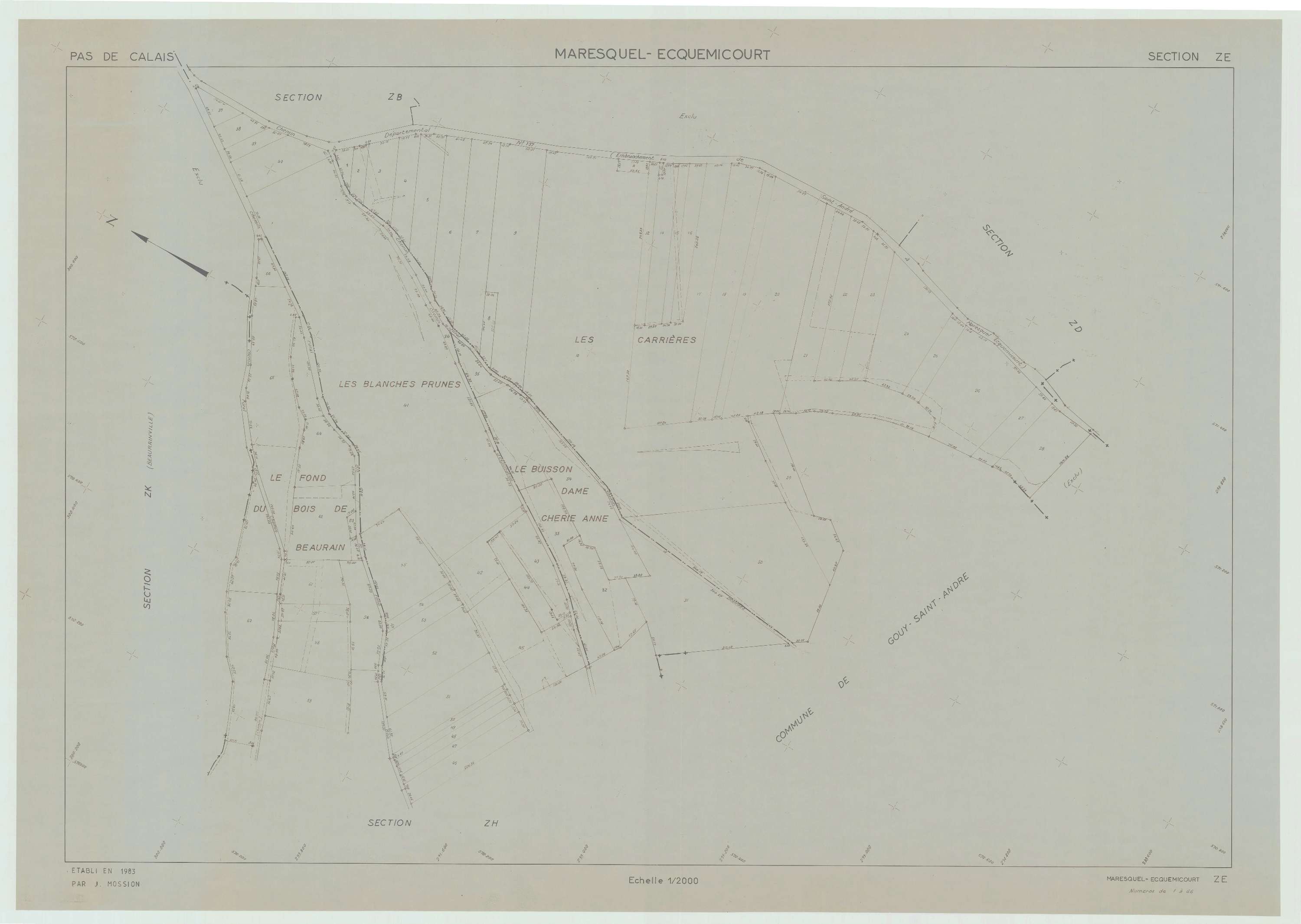 Maresquel-Ecquemicourt - Plan de remembrement : section ZE.