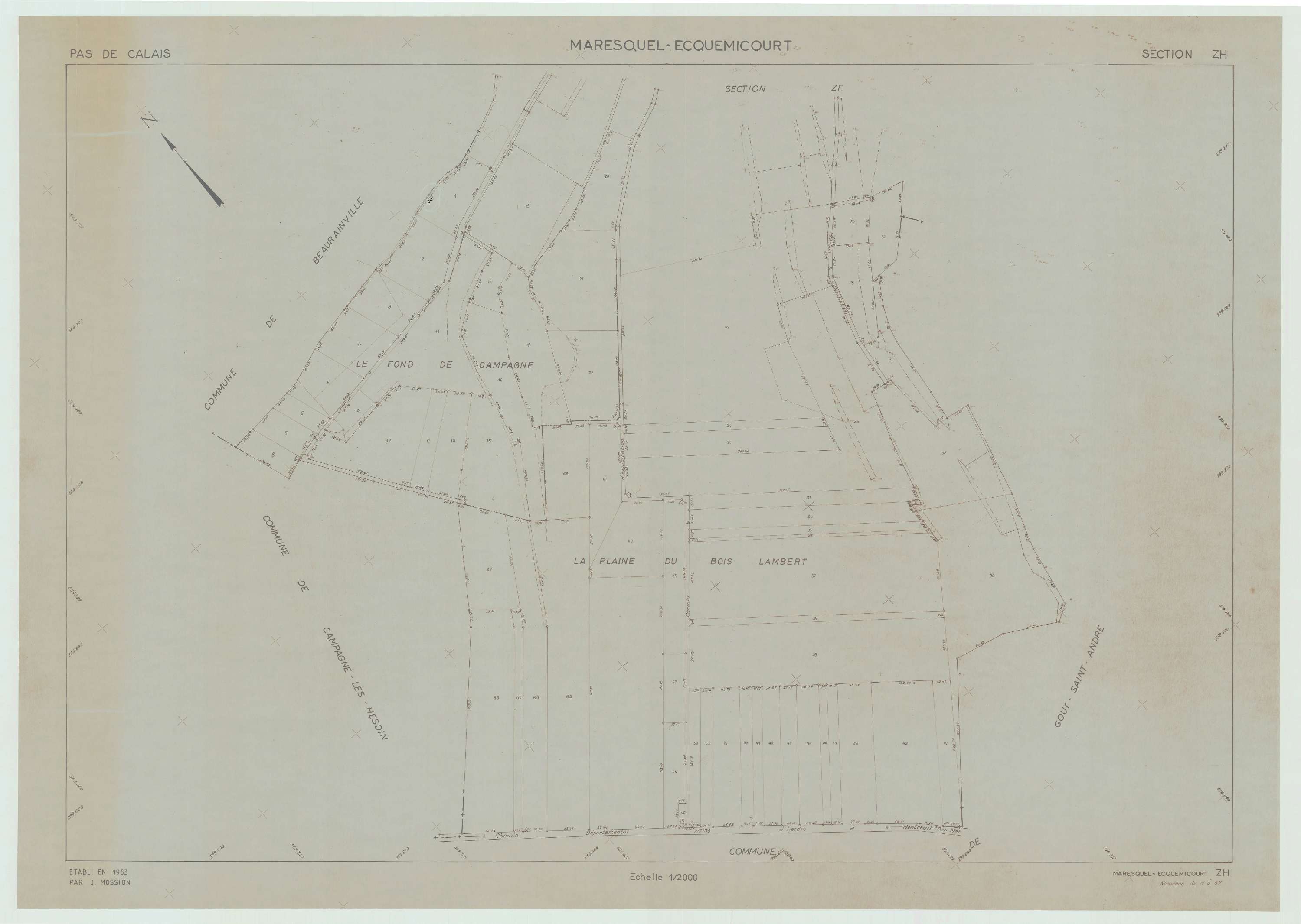Maresquel-Ecquemicourt - Plan de remembrement : section ZH.