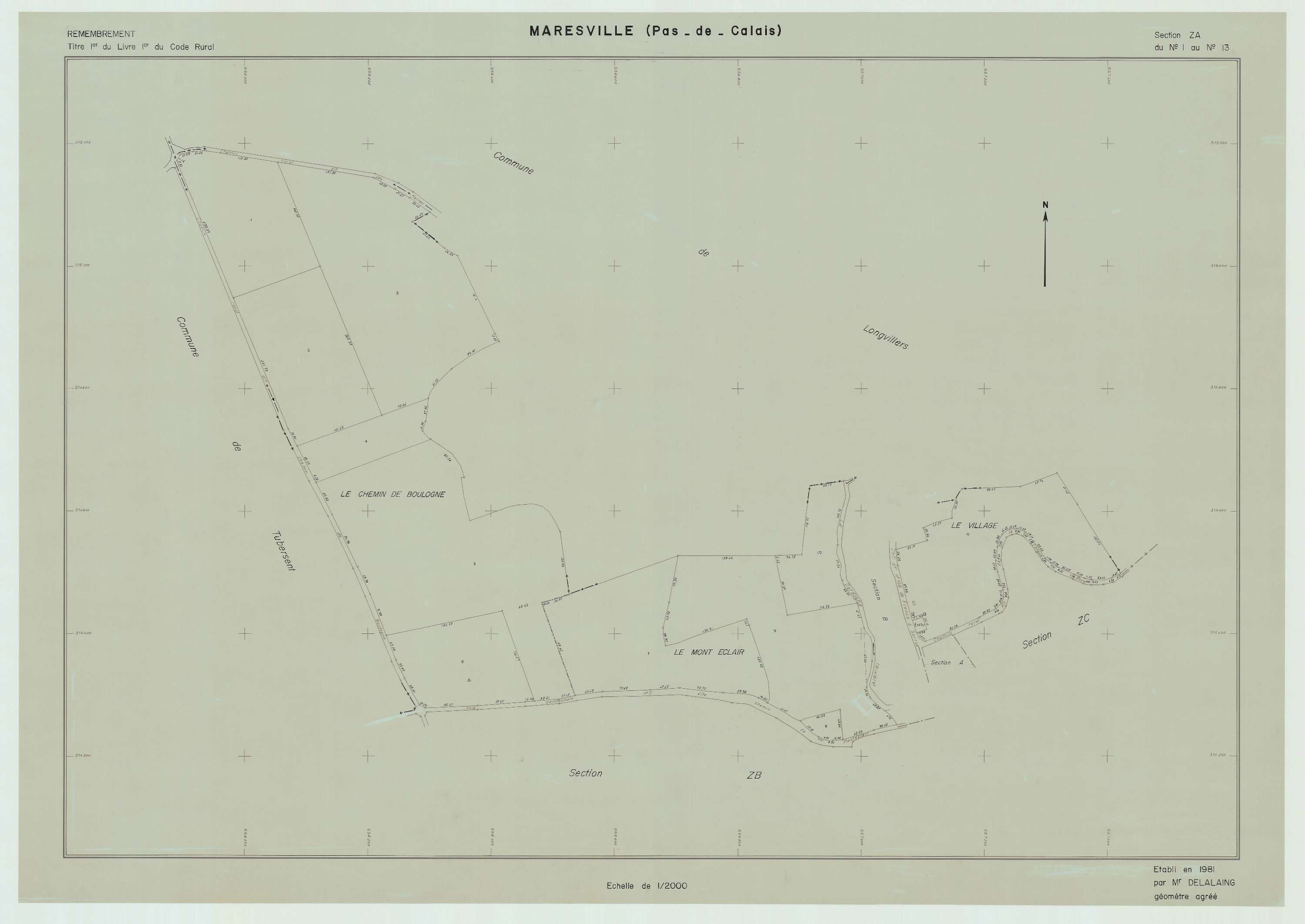 Maresville - Plan de remembrement : section ZA.